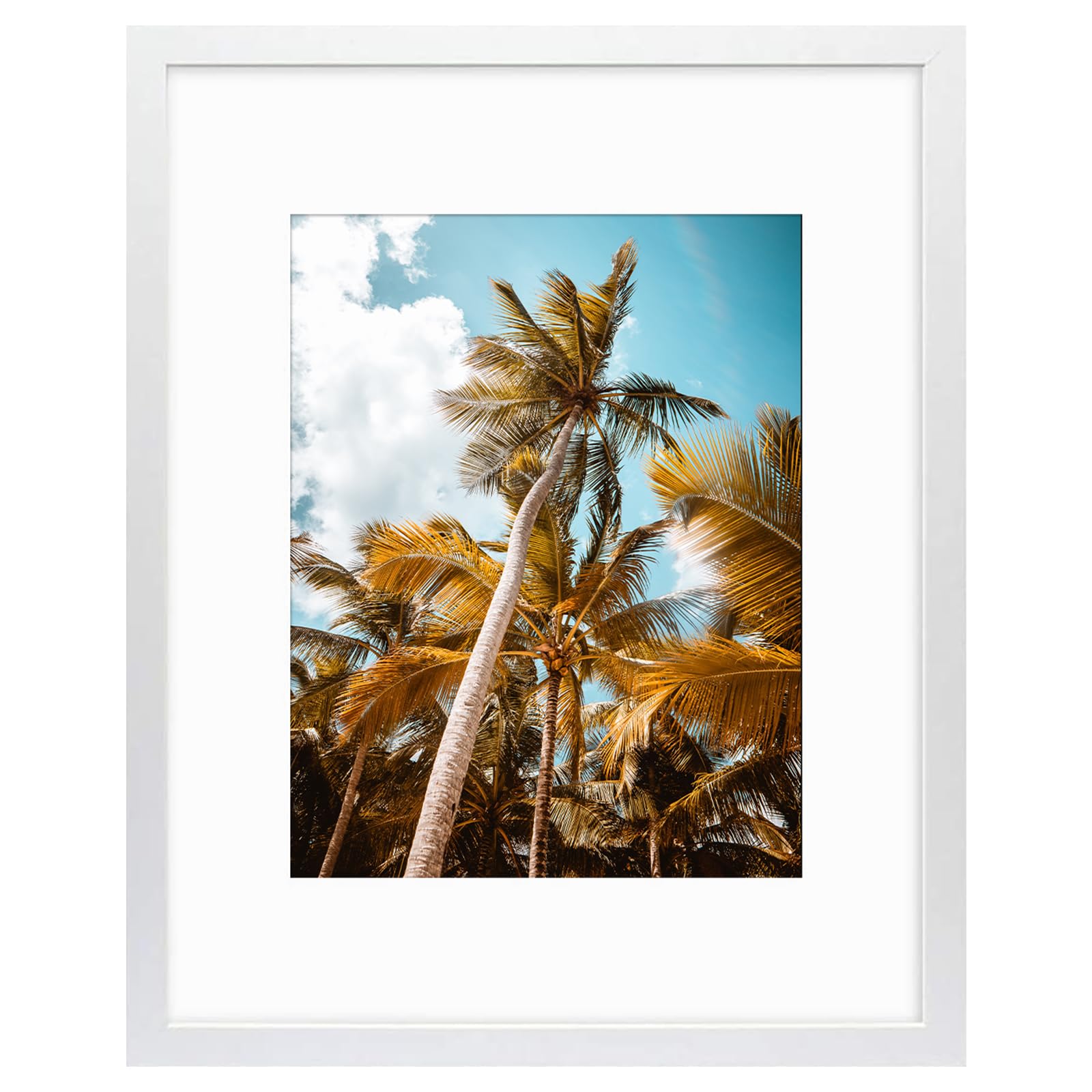 Frametory 16x20 White Picture Frame with Real Glass Mat for 11x14