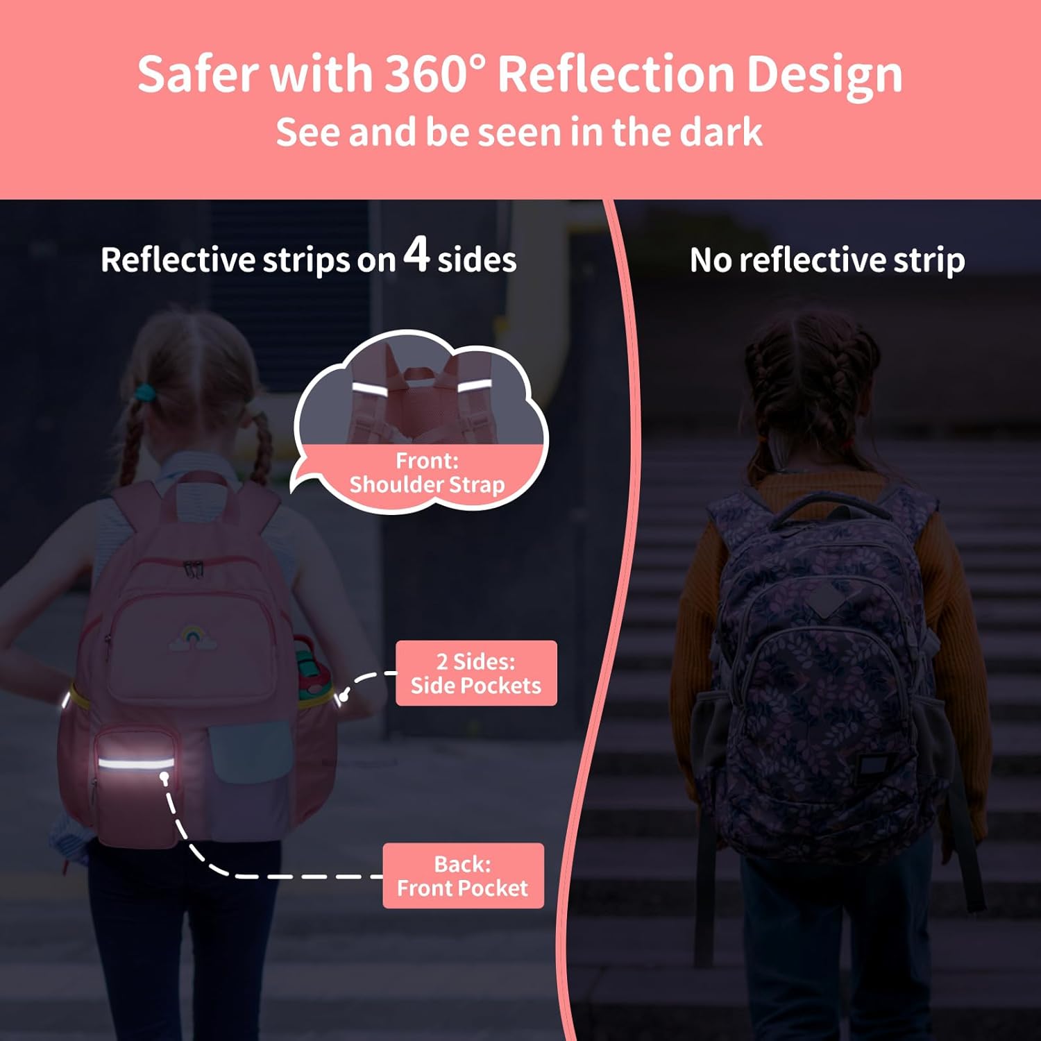 Preschool Backpack for Girls - 15 Inch Kindergarten Backpack for Girls 3 to 8, Lightweight Elementary School Backpack for 1st 2nd Grade, Kids Backpack for School and Travel, Pink - Image 6