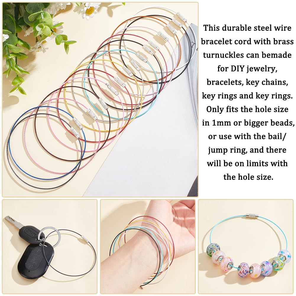 PH PandaHall 45 pcs 15 Colors 8 7/8 Inch Memory Wire Bracelet, Steel Wire Cord Bracelet with Screw Clasp Necklace Choker for Bangle Bracelet Jewelry DIY Craft Making - Image 5