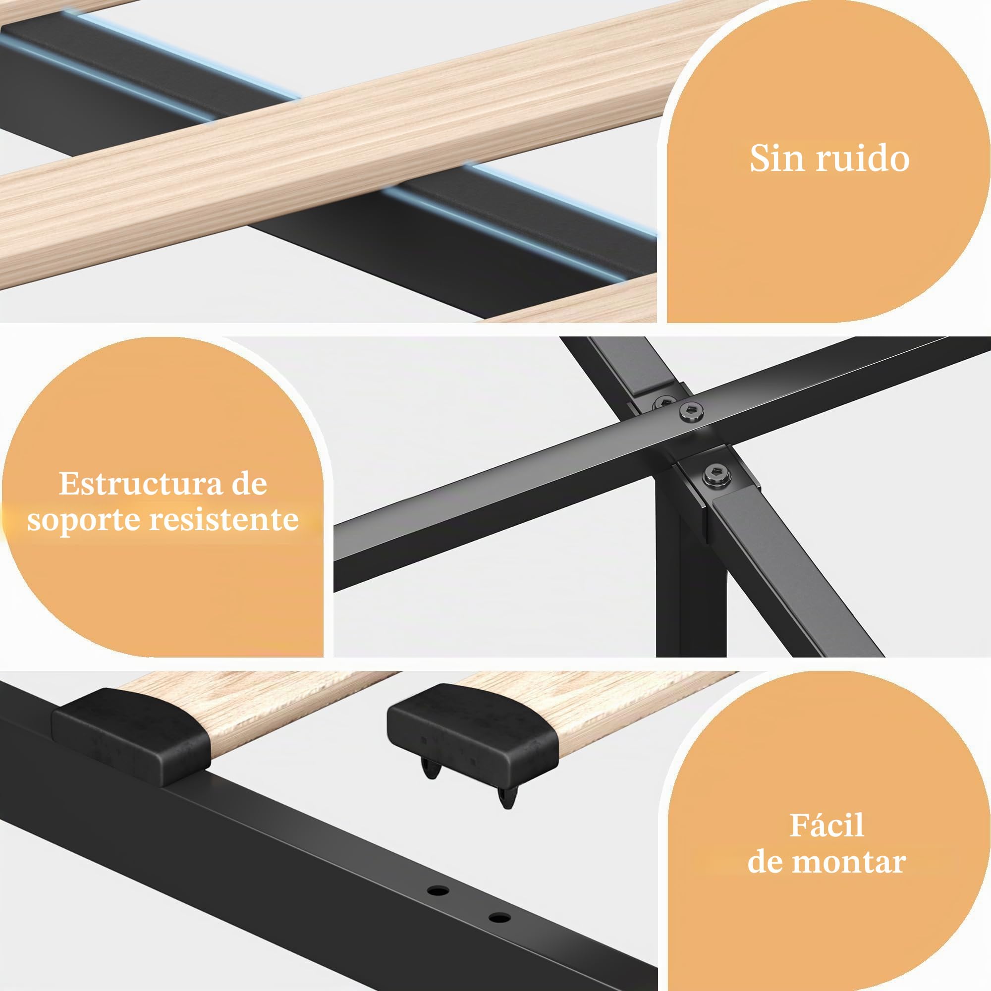 Cama tapizada de 180 x 200 cm, cama de matrimonio con 4 cajones y puerto USB Tipo-C de tela de lino, cabecero tapizado con acabados dorados, para adultos y niños, sin colchón, beige