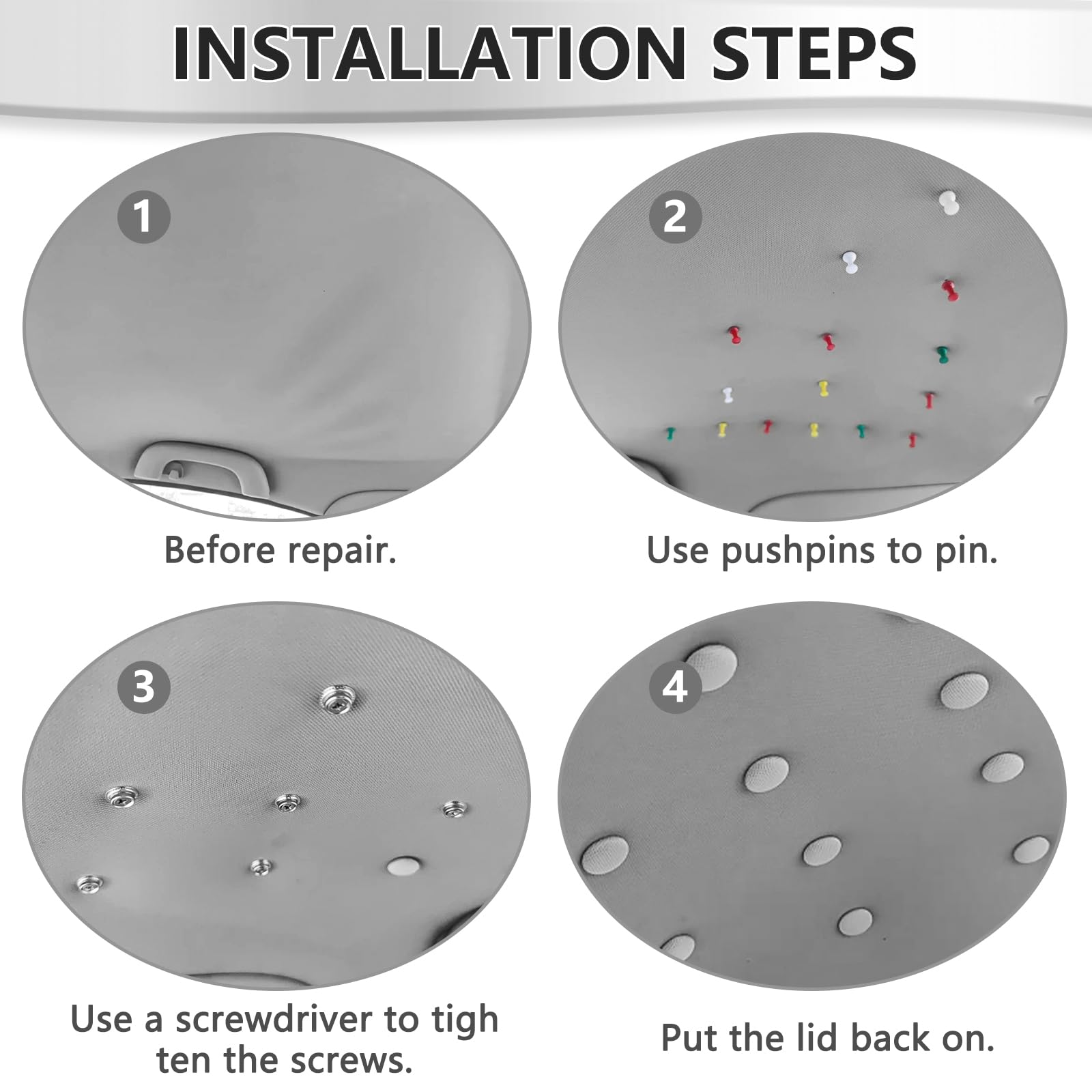 Lot De 65 Rivets De Réparation Pour Ciel De Toit De Voiture - Kit Complet Avec Épingles, Tournevis Et Mètre Ruban - Universel