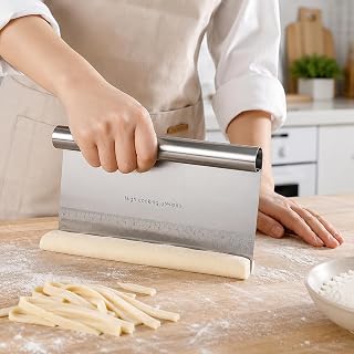 1pc 22CM Stainless Steel Pastry Scraper with Measurement Markings, Multifunction Dough Cutter for Bread, Pizza and Baking Prep, Food Safe Kitchen Baking Tool
