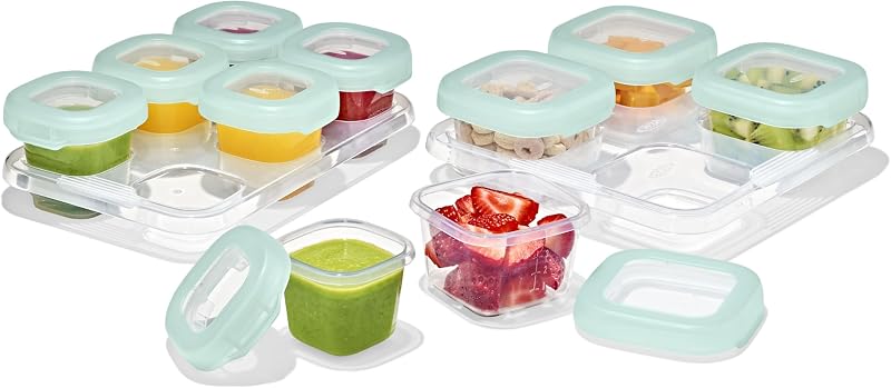 OXO Tot Juego de contenedores de almacenamiento de alimentos para bloques de bebé de 12 piezas - Ópalo