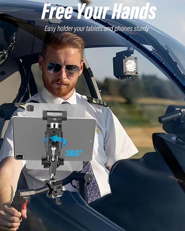woleyi Aluminum Tablet Yoke Mount - [Large Clamp] [Thick Case Friendly] Airplane Tablet Holder, Aviation Flight Stick Clip Stand for Pilot, for iPad Pro Air Mini, iPhone, Galaxy, Fire, 6-15.6" Devices by woleyi - Image 5