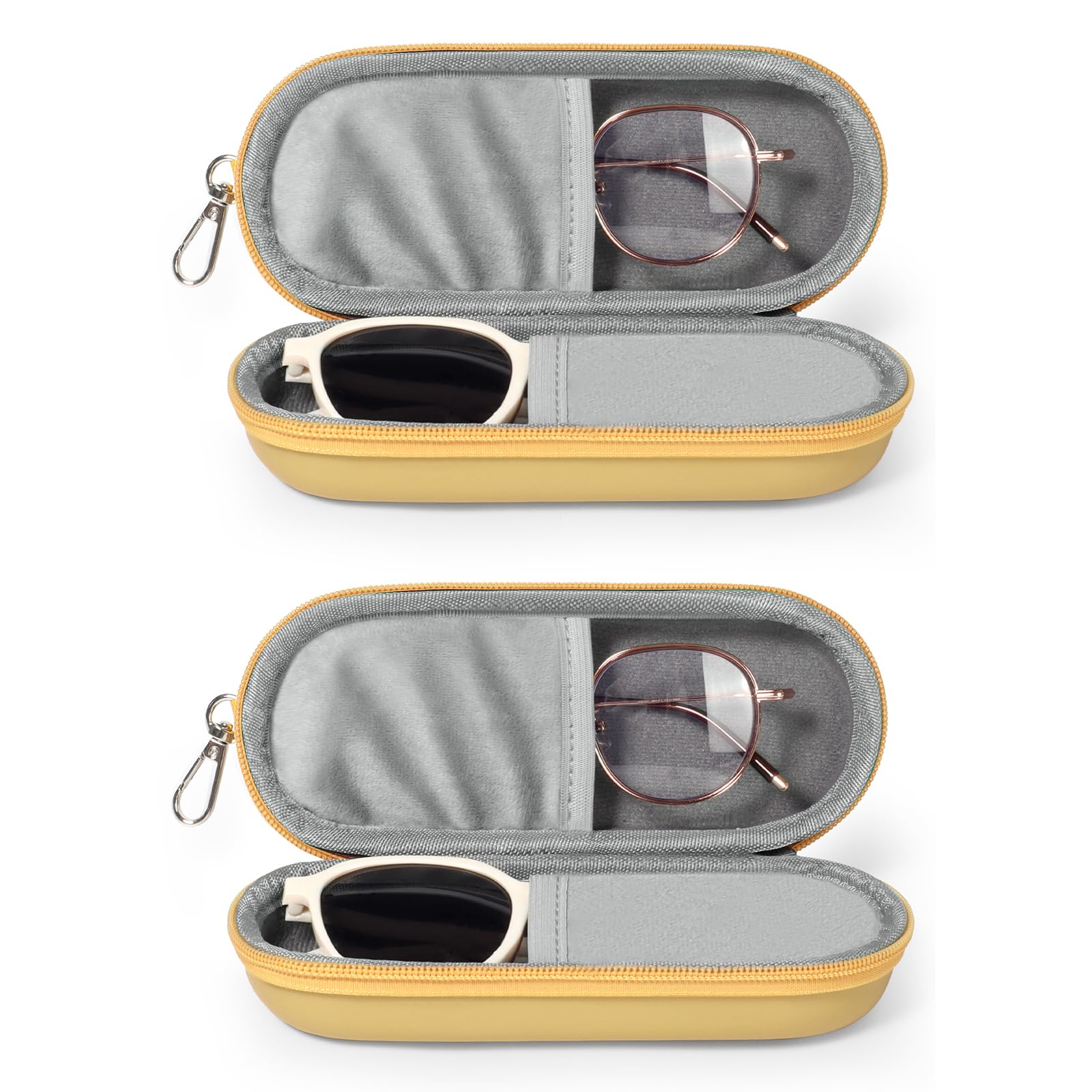Double Eyeglasses Case, Dual Glasses Sunglasses Organizer with Zipper Closure, Eyewear Storage Box for Men Women Travel