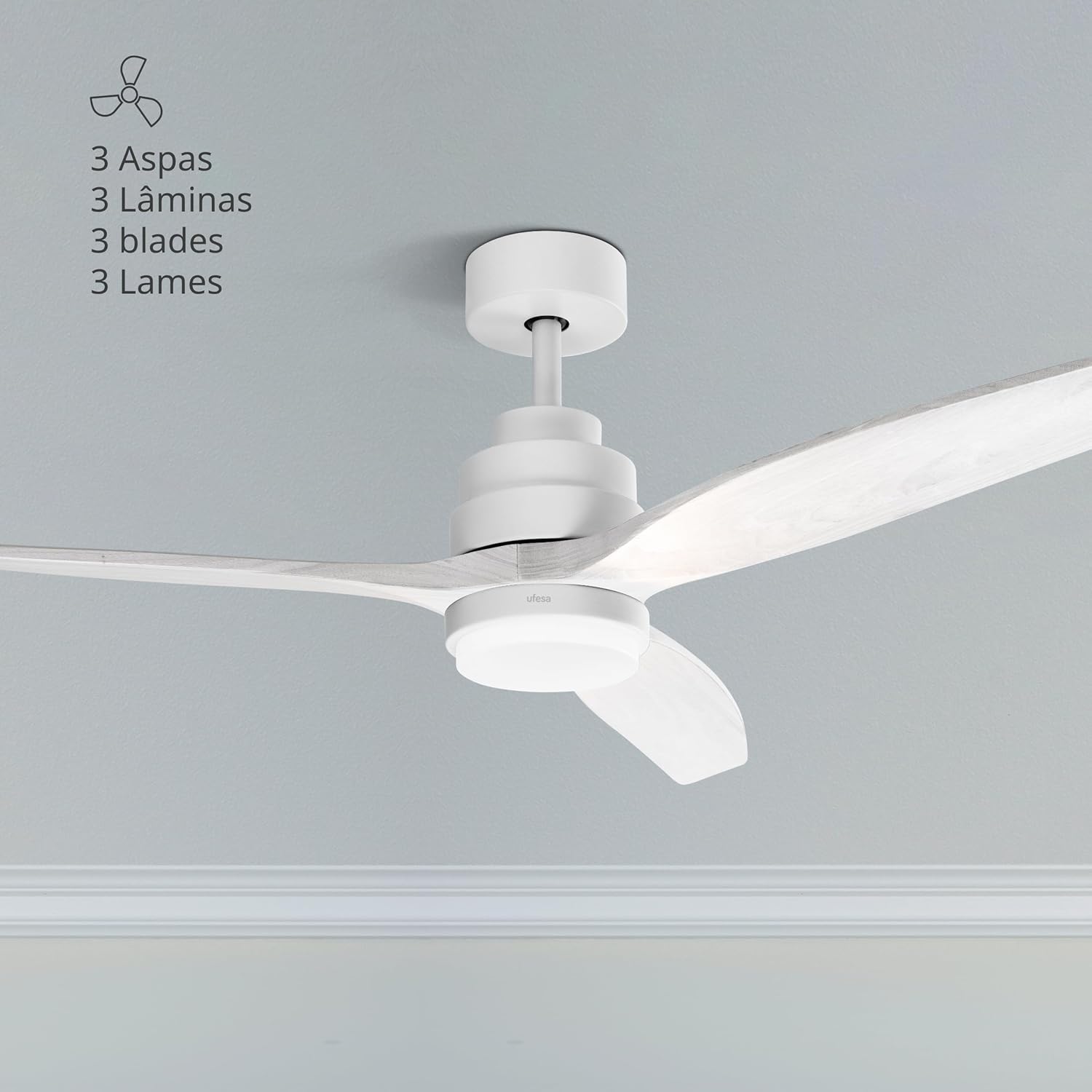 UFESA CFNP Ceiling Fan installed in a modern living room.
