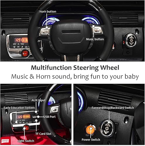 Miniatura 5 de Camión eléctrico de 12 V, automóvil de 12 V con control remoto parental de 2.4 GHZ, puerta doble con bloqueo magnético, cinturón de seguridad,