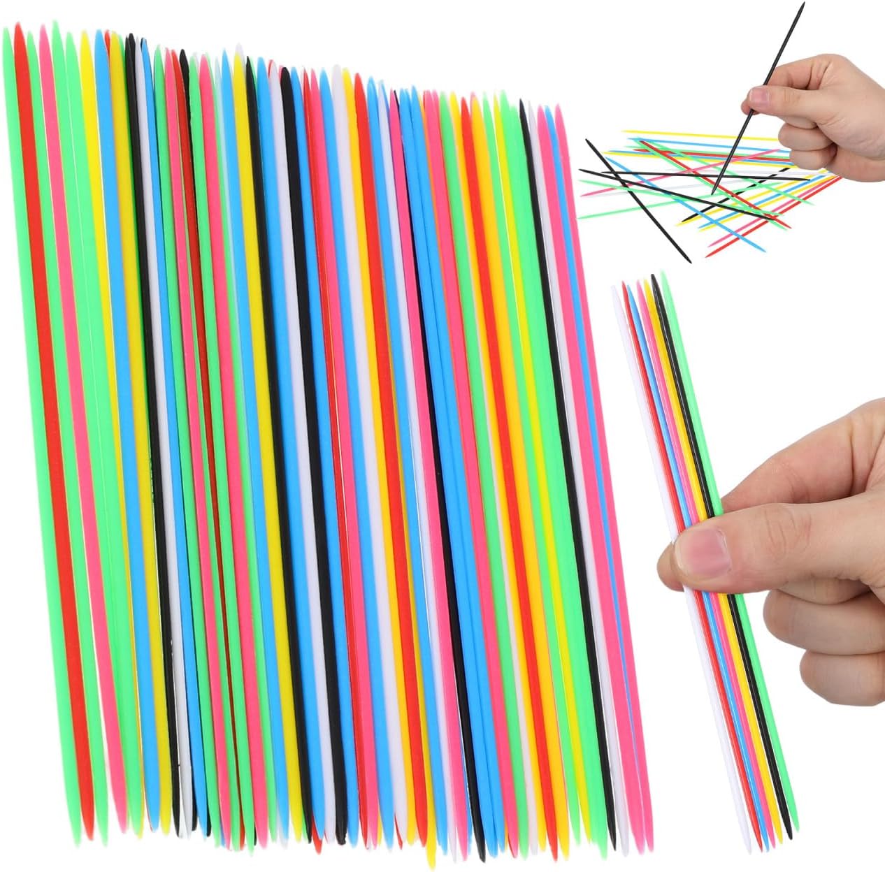 Amosfun Pick Up Sticks 90 Pieces Small Pickup Stick Picking Multi-Person Interactive Children Educational Board Game Toys for Family Fun and Hand-Eye Coordination