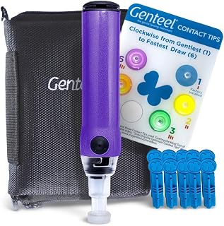 Genteel Plus - No Prick Pain Vacuum Lancing Device for Diabetes Testing - Blood Sugar, Glucose, Ketone, and DNA Home Tests (Playful Purple)