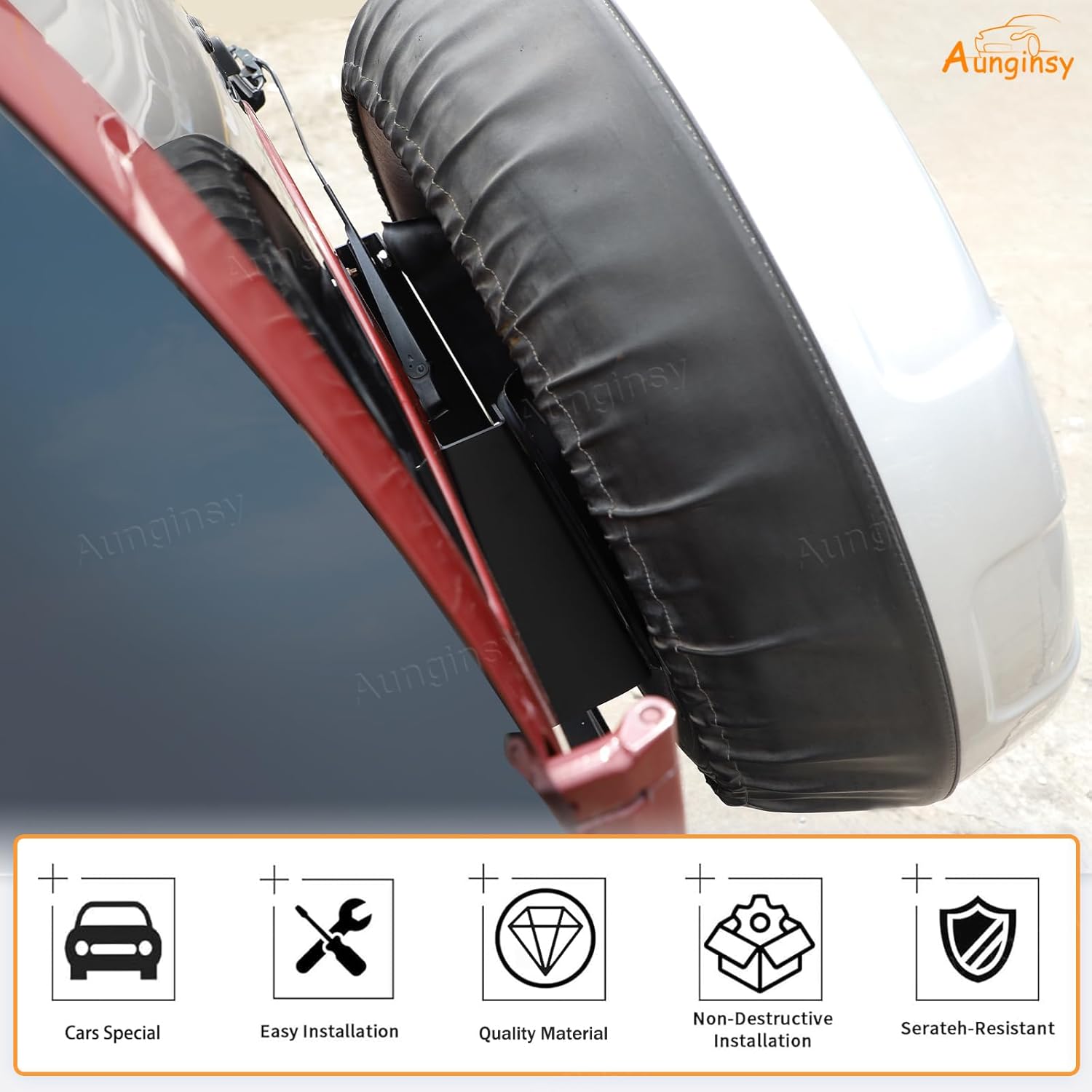 Aunginsy Car Spare Tire Carrier Mount Compatible with Toyota FJ Cruiser 2007-2021 Rear Spare Tire Height Increasing Bracket Rear Spare Wheel Heighten Holder Incline Slant Rack Replacement Accessories
