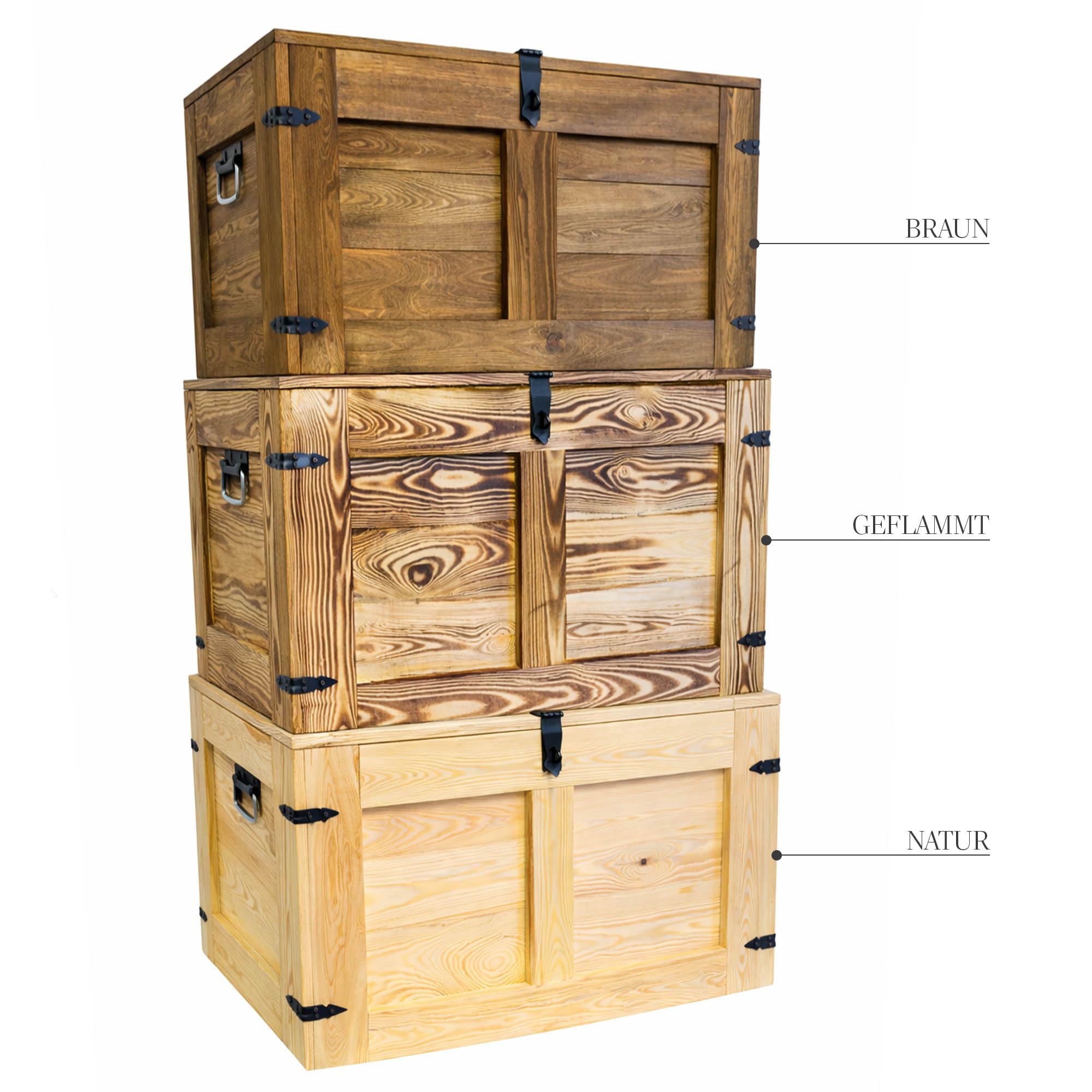 Kistenkolli Altes Land grosse Truhe Aufbewahrungskiste Oskar Ablagekiste Holzkiste Schatztruhe Wohnzimmertisch Kommode aus Holz Maße cm 80x45x47cm L x T x H (geflammt)