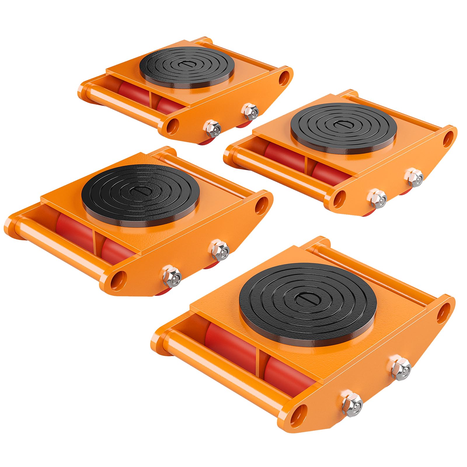 GarveeTech 4PCS Machinery Skates, 17637 LBS/8 T Machinery Dolly, Heavy Duty Machine Moving Skates with 360° Rotation Disc and 4 PU Wheels for Moving