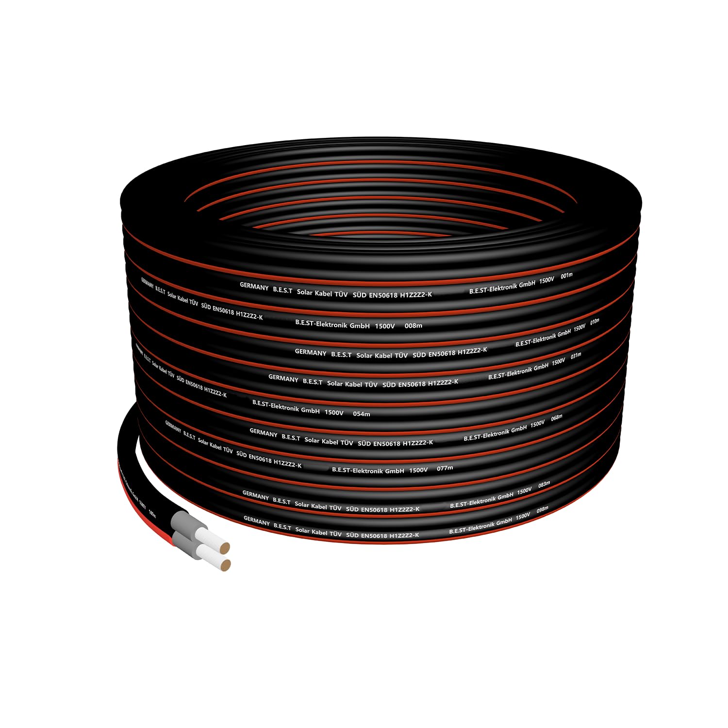 Germany B.e.s.t Solarkabel Duplex 4mm2 PV TÜV Zertifiziertes Kabel Aus Kupfer, Photovoltaik 50m Schwarz Und Rot