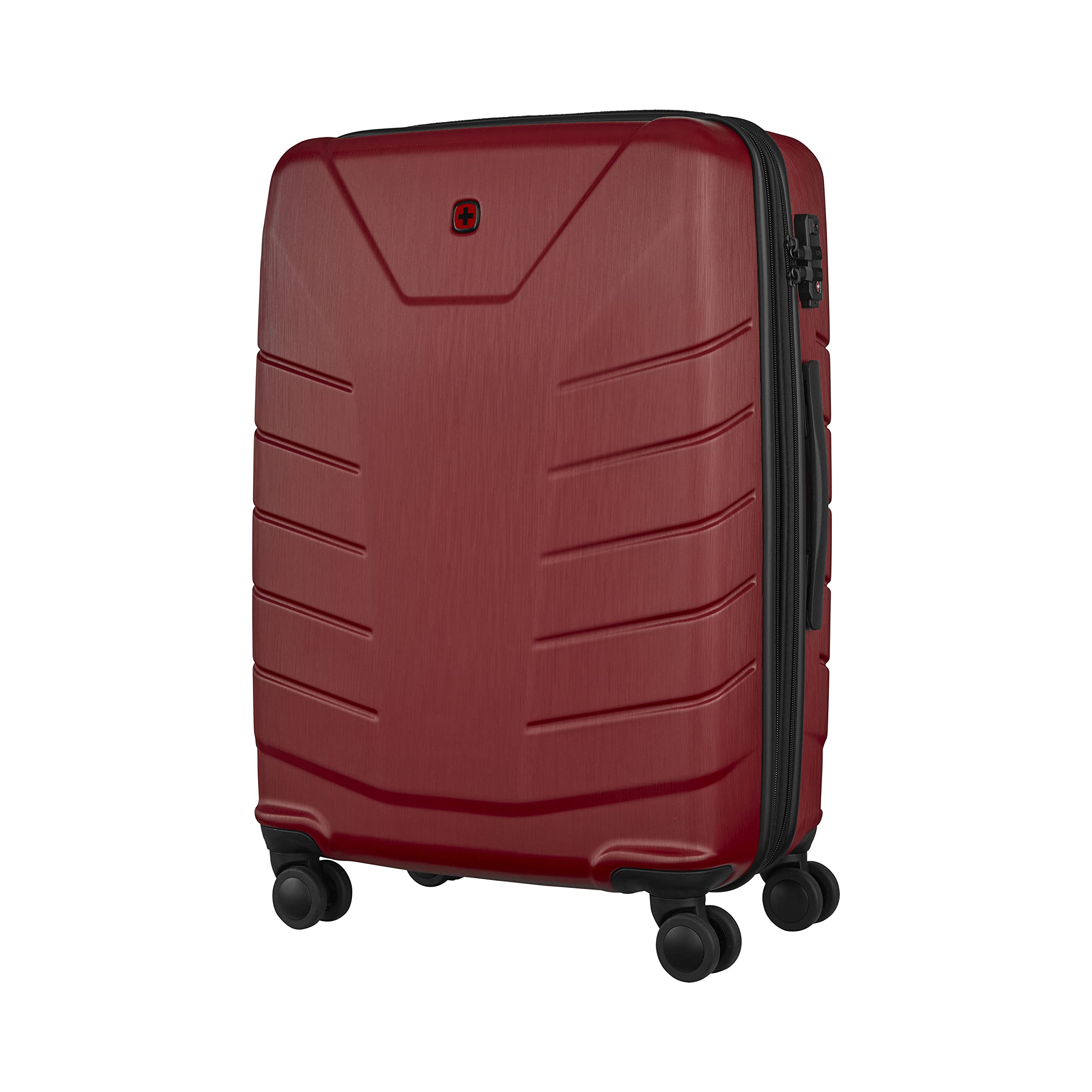 WENGERPegasus-DC Carry-on Suitcase, Hard Shell Cabin, 4 Spinner Wheels & TSA Approved Combination Lock, in Red (79 litres)-Blend of Style & Function, Swiss Designed, 610854, Medium