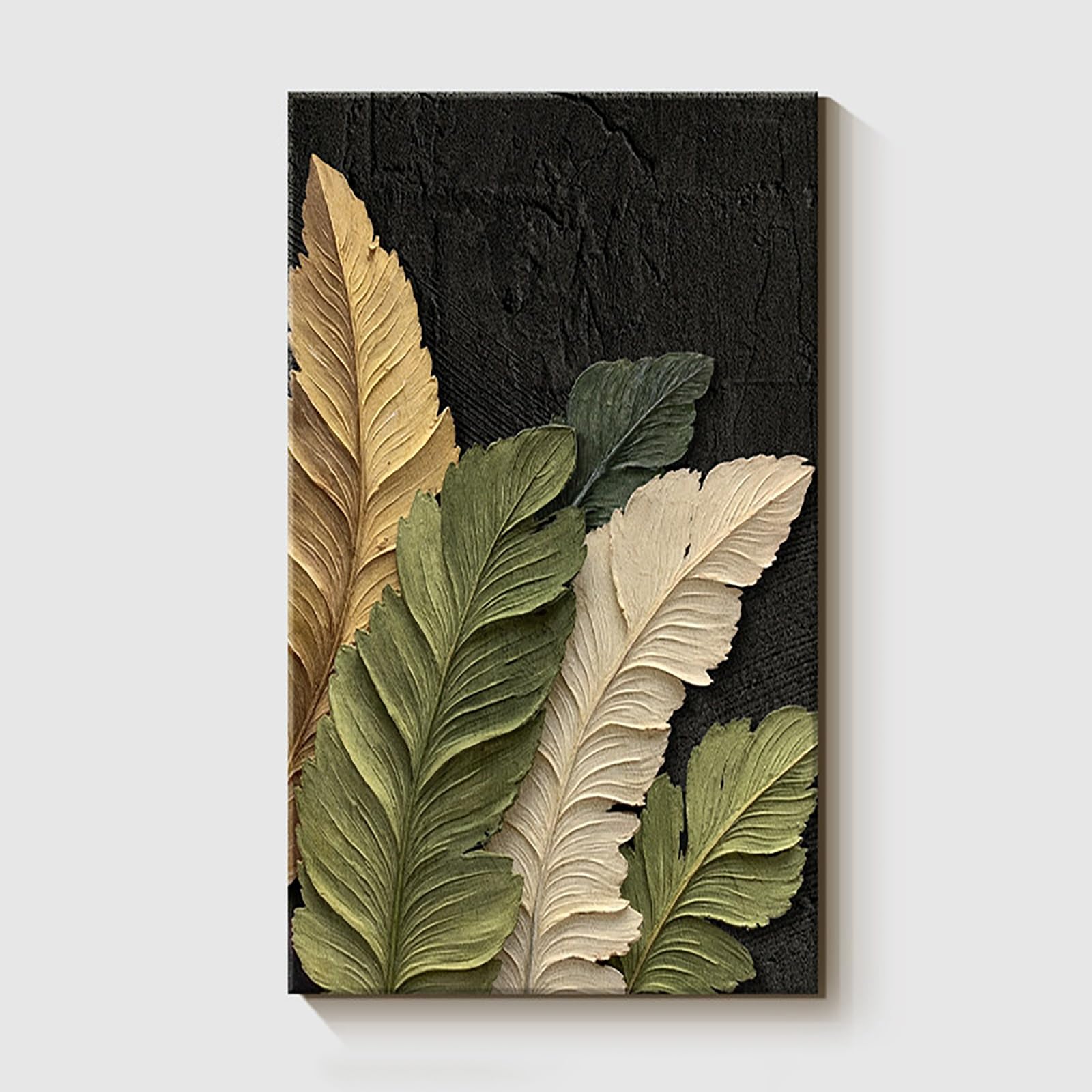 Zcqmscww A 3D Sandstone Led Wall Rt, Minimalist Plant Frameless Textured Hanging Sculpture Painting, Vertical Home Decor For Living Room, Hallway Entrance(,50 * 70Cm/19.6 * 27.5In)