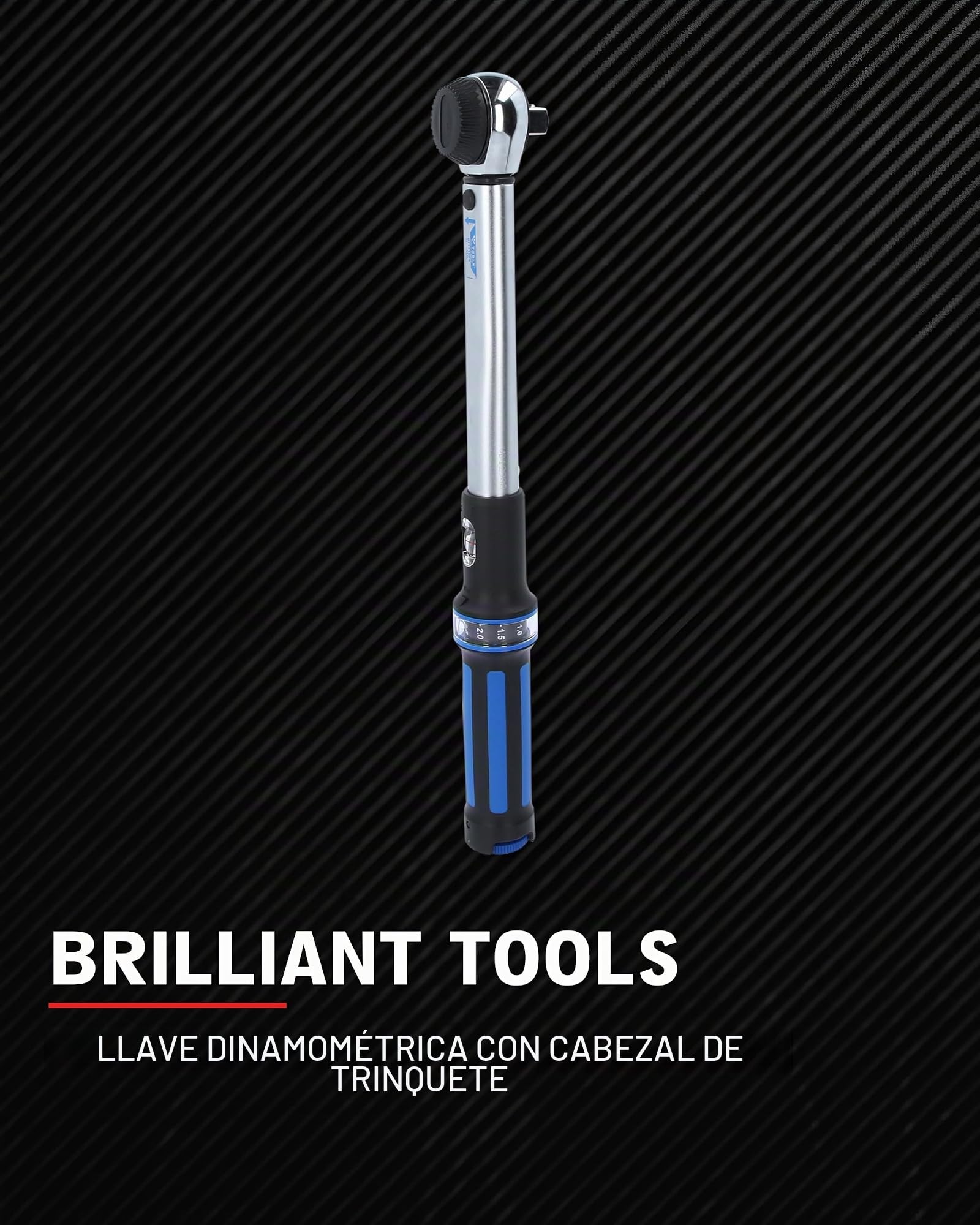 BRILLIANT TOOLS BT141904 1/2" Llave dinamométrica con cabezal de carraca de cambio de posición por mando giratorio, 10 - 100 Nm [Powered by KS TOOLS]