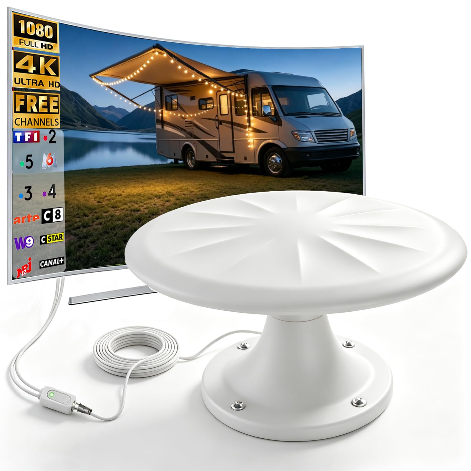 Antenne TV Exterieure Puissante, Antennes TNT Exterieur, 35FT Câble