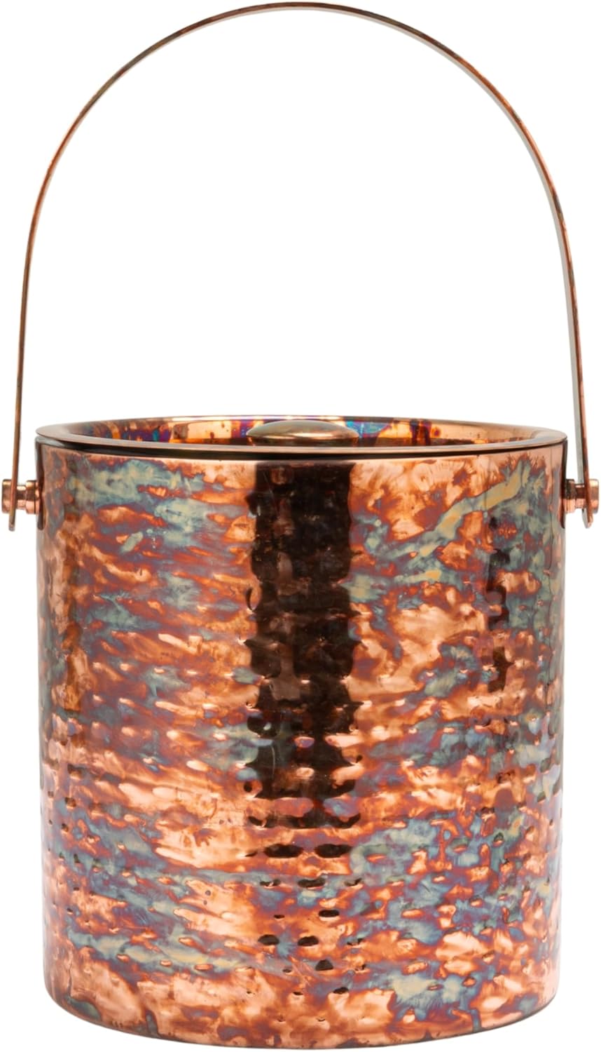 Creative Co-Op 3-Quart Hammered Oxidized Stainless Steel Ice Bucket, Copper Finish