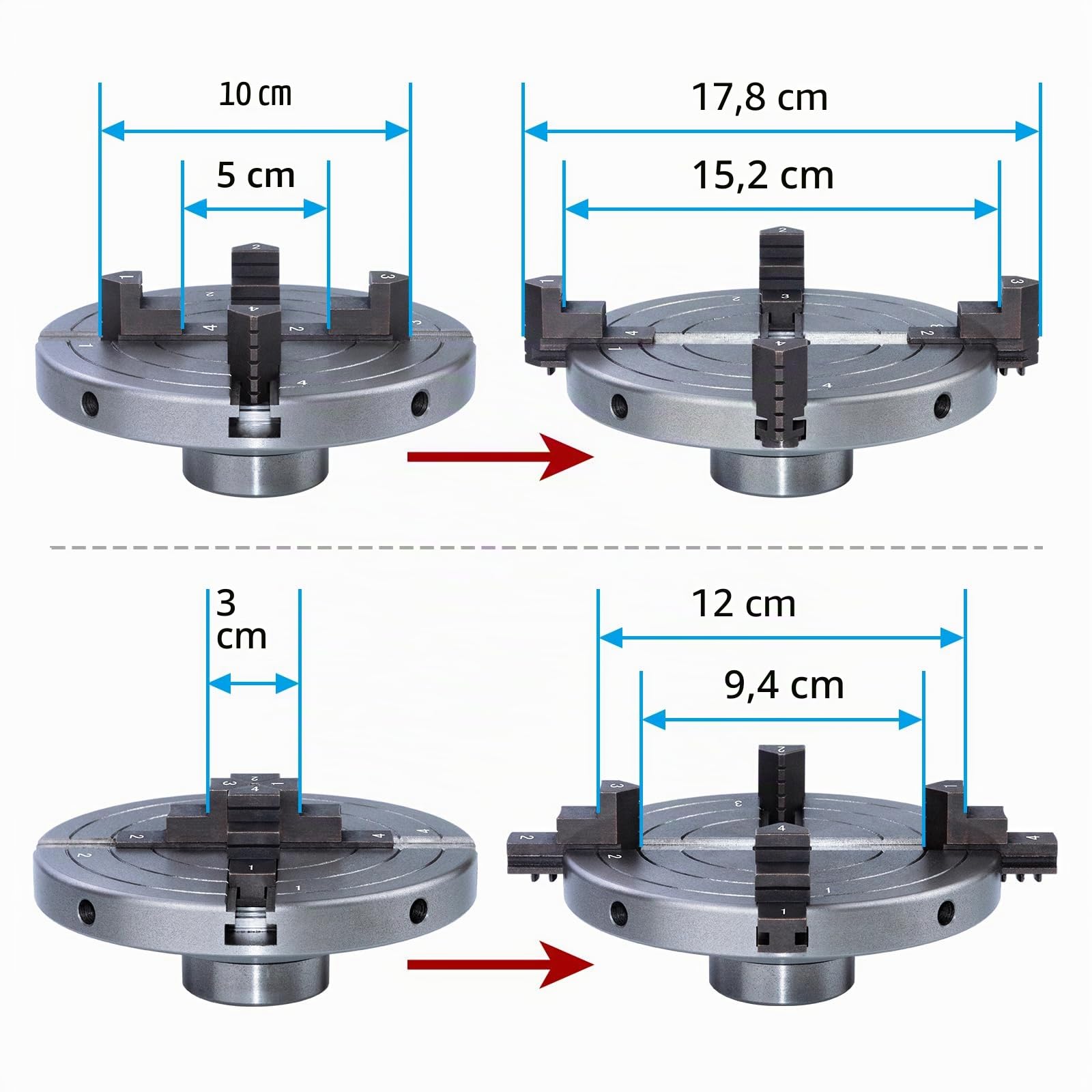 Mandrin de tour à bois,152mm 4 Mâchoires mandrin de tour centrage automatique M33 (1)