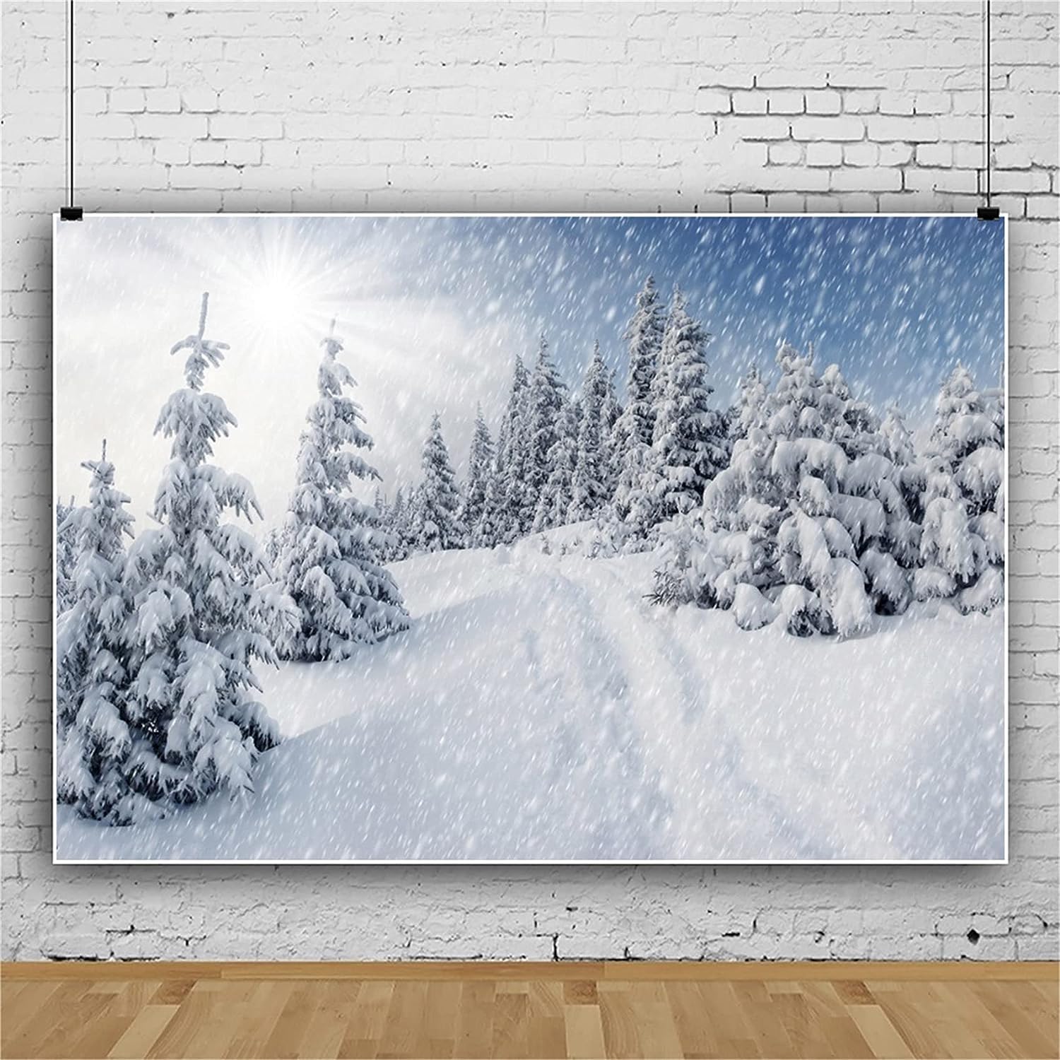 Leyiyi 6x4ft Winter Snow Forest Backdrop Christmas Pine Tree Snowflake Forest Photography Background Christmas Backdrops For Photography Outdoor Activities Holiday Party Decorations Photo Props - View #4