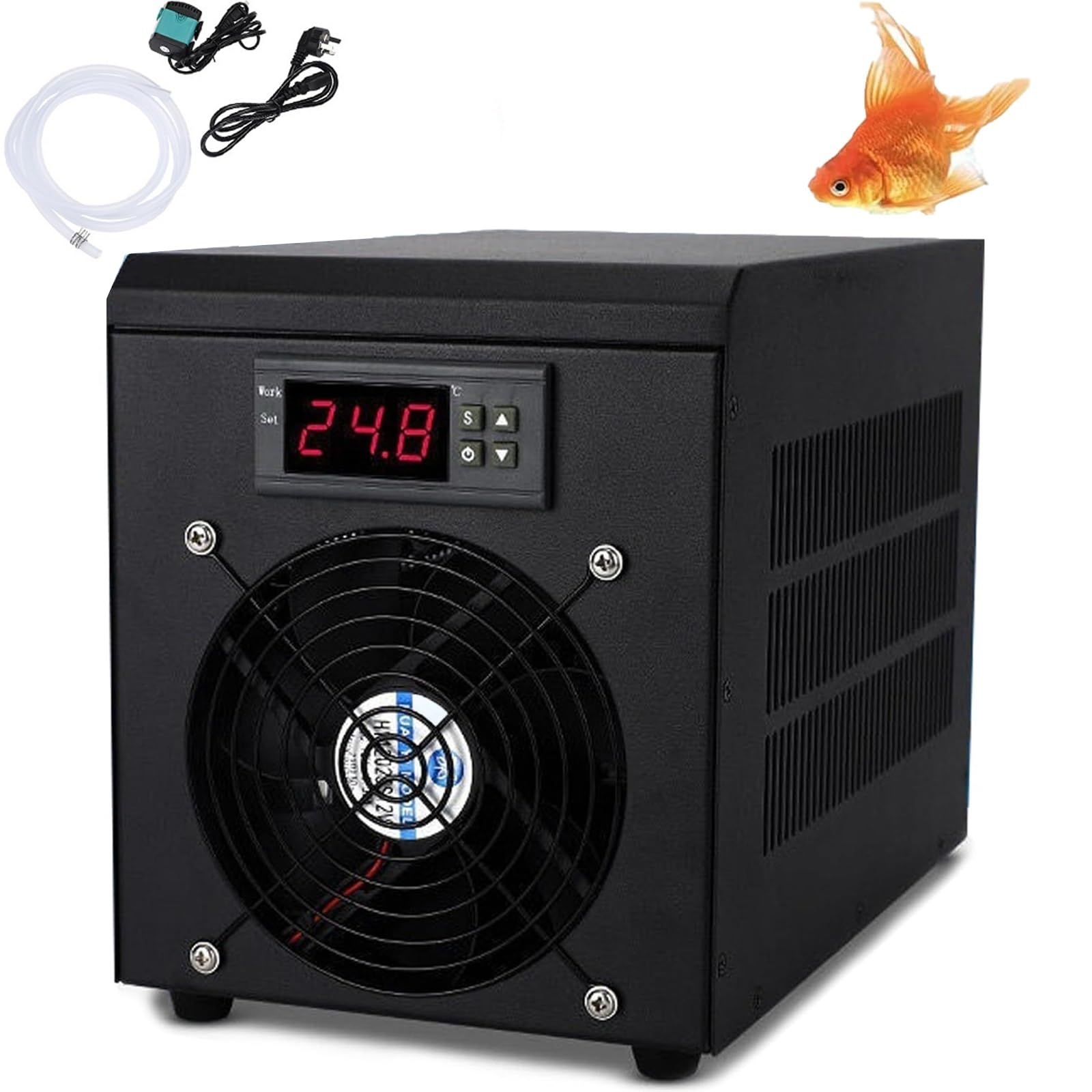 Eiwitany Aquarium Water Chiller with Low-Noise Compressor, Dual-Purpose Cooling Machine for Freshwater/Saltwater Fish Tanks and Ice Bath (60L)