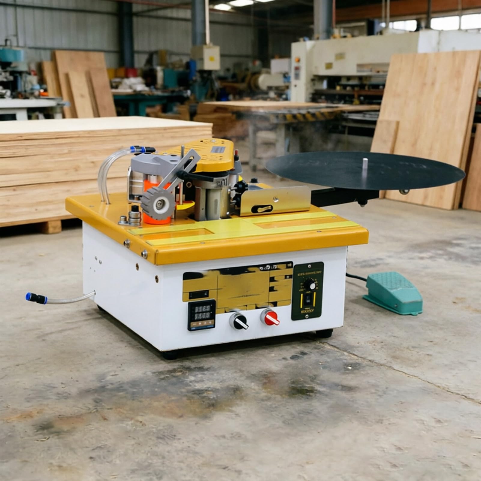 Pnpaea Portable Edge Bander,1200W Right Angle Curve Straight Line,with Temperature Control,Double-Sided Gluing,for efficient edge trimming of decorative materials