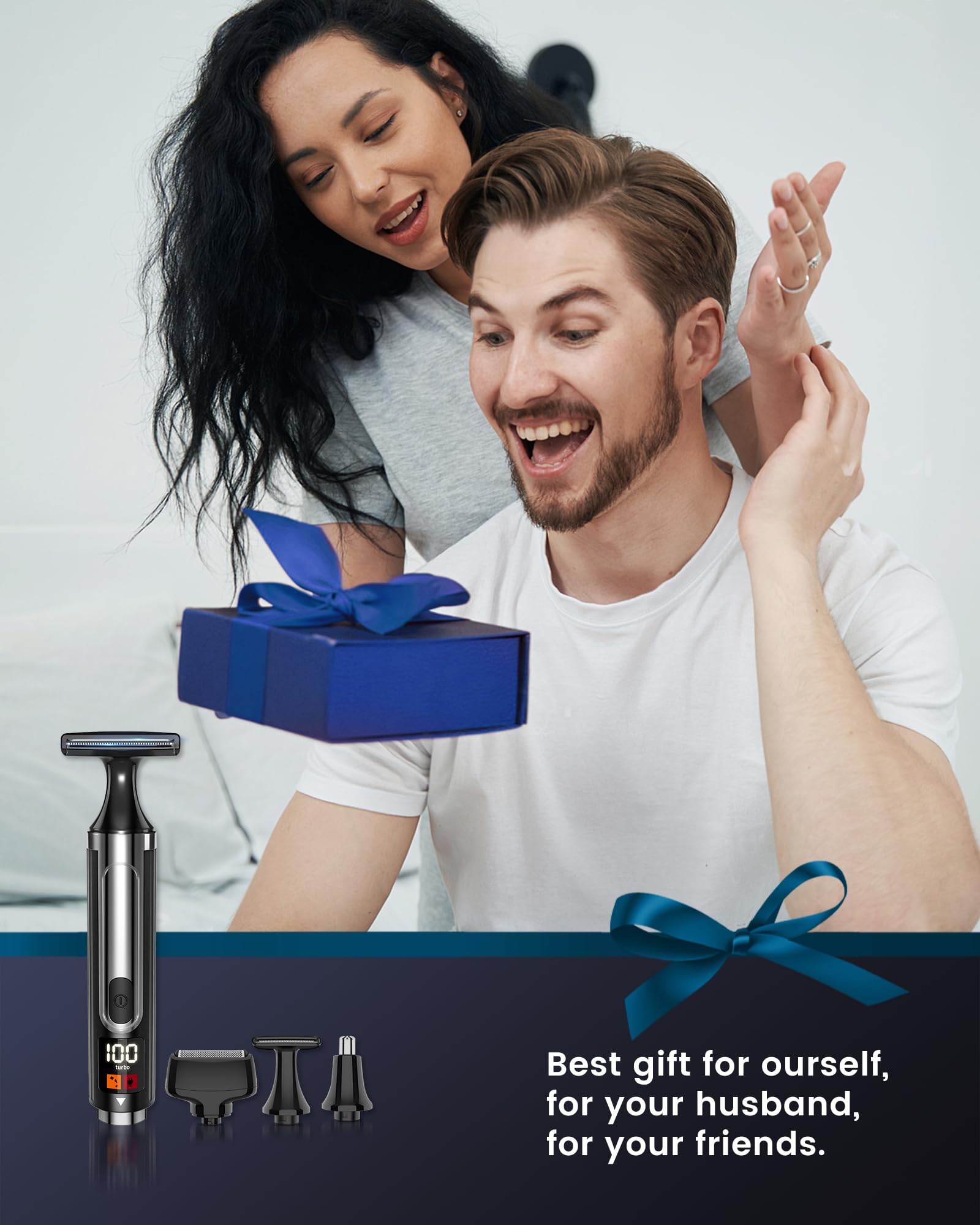 NUBACK Rückenrasierer Herren, 3 in 1 Mens Rasierer Herren, Trimmer for Herren mit Faltbarem Griff, Mens Back Shaver Elektrisch, Bodygroom Herren Sets with Wider Blade,Geschenk Mann