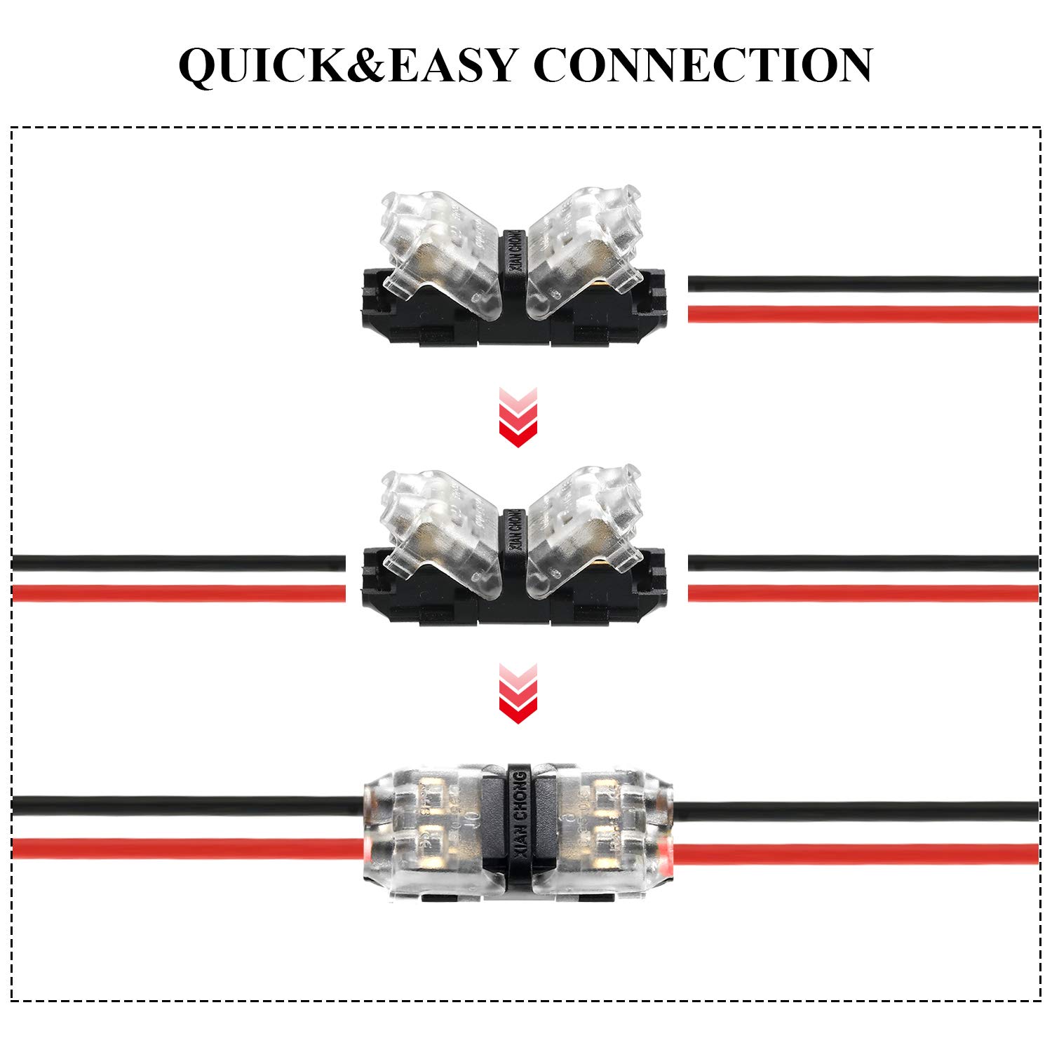 Frienda 15 Pieces Low Voltage I Tap Wire Connectors 2 Pin 2 Way Universal Compact I Shape Terminals Without Wire Stripping Requirement Quick Toolless Solderless Splice Connector Kit for 18-22 AWG