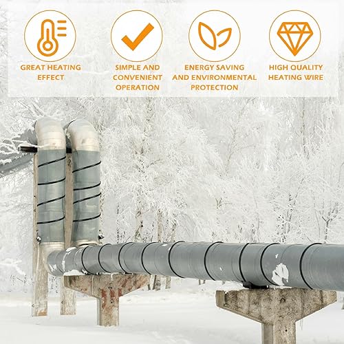 Miniatura 7 de Cinta térmica de tubería de agua, cable de calefacción autorregulable con enchufe indicador de alimentación, termostato integrado, cable de