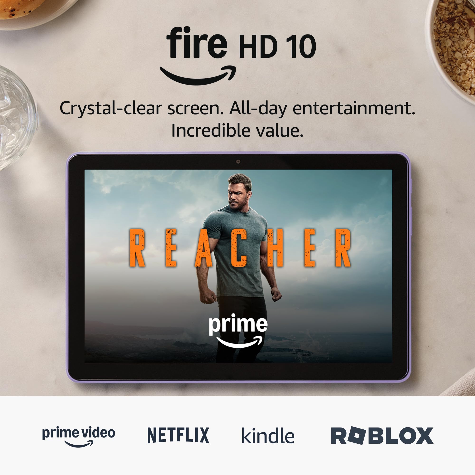 Amazon Fire HD 10 tablet (newest gen), built for relaxation, 10.1" vibrant Full HD screen, octa-core processor, 3 GB RAM, up to 13-h battery life, (2023 release), 64 GB, Black, with adverts — view 8