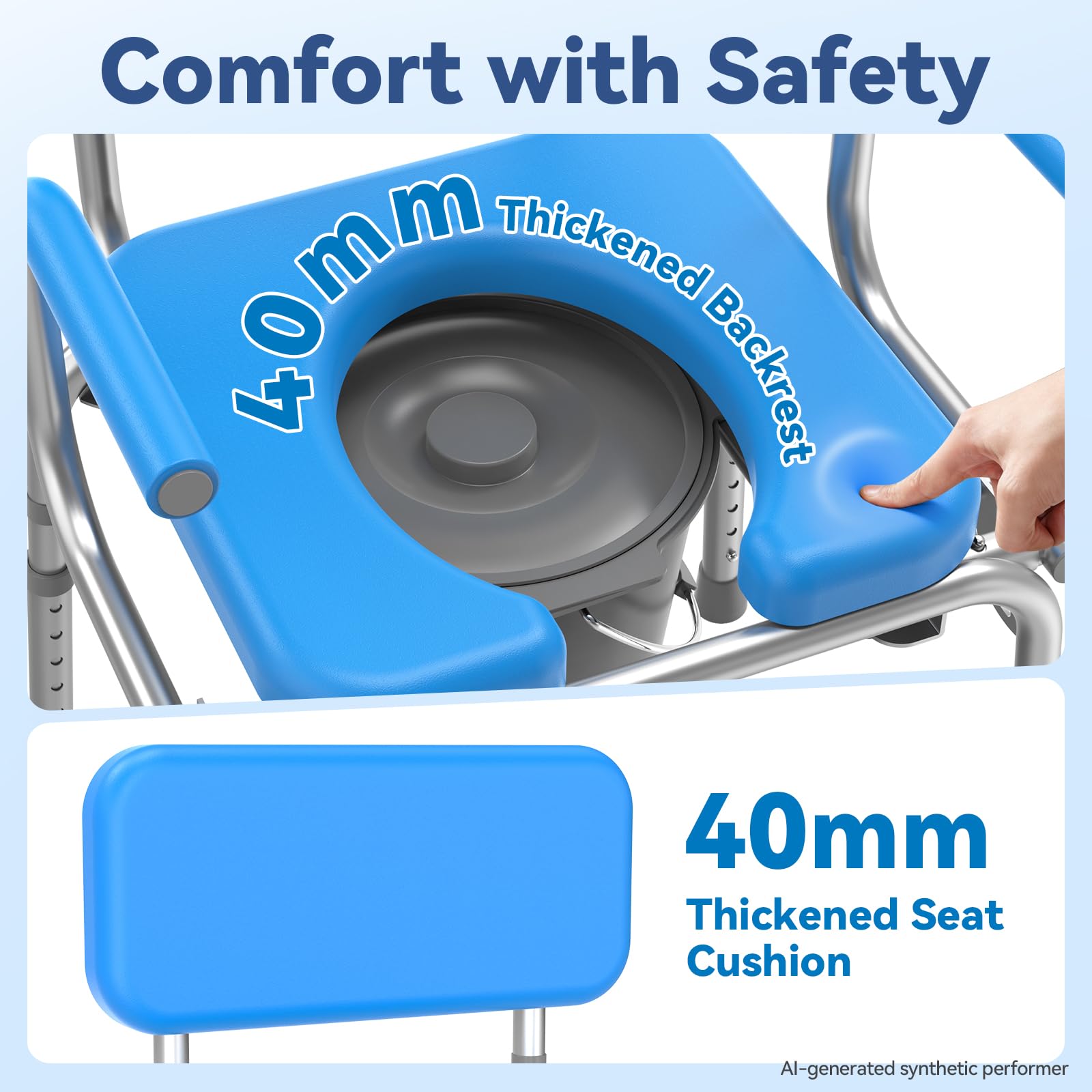 Loyoda 3-in-1 Drop Arm Commode Chair - Blue -5 Loyoda 3-in-1 Drop Arm Commode Chair - Blue -5