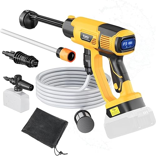 Lavadora a presión inalámbrica compatible con batería DeWalt de 20 V, Ecarke 800 PSI Lavadora portátil de mano con boquilla 6 en 1 cañón de espuma