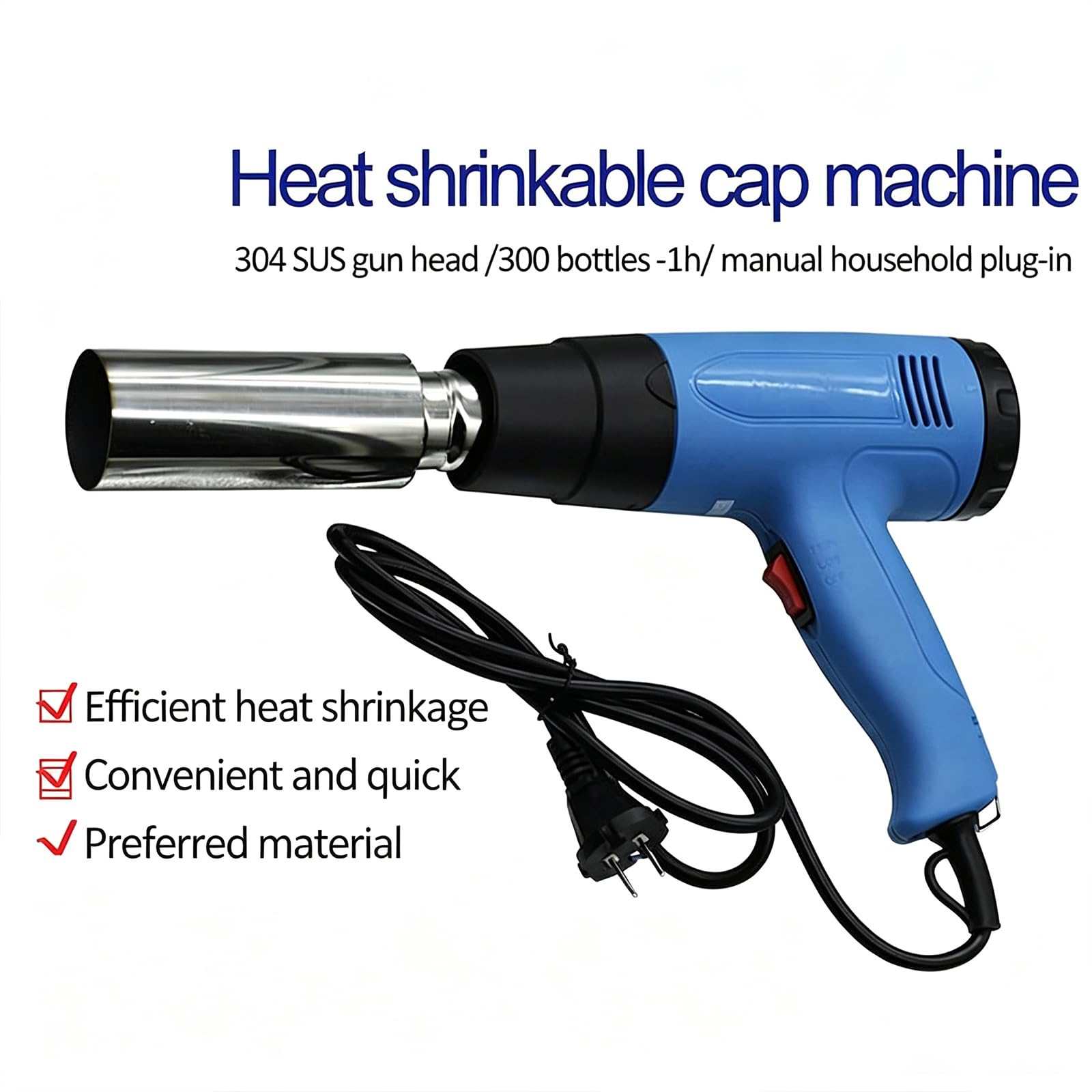 Pistola Termoencogible De 1800 W Para Tapas Adhesivas, Máquina Para Envolver Botellas De Vino, Control De Temperatura De 40 A 600 ℃, Viento De Temperatura Ajustable, Para Envoltura De Vinilo De
