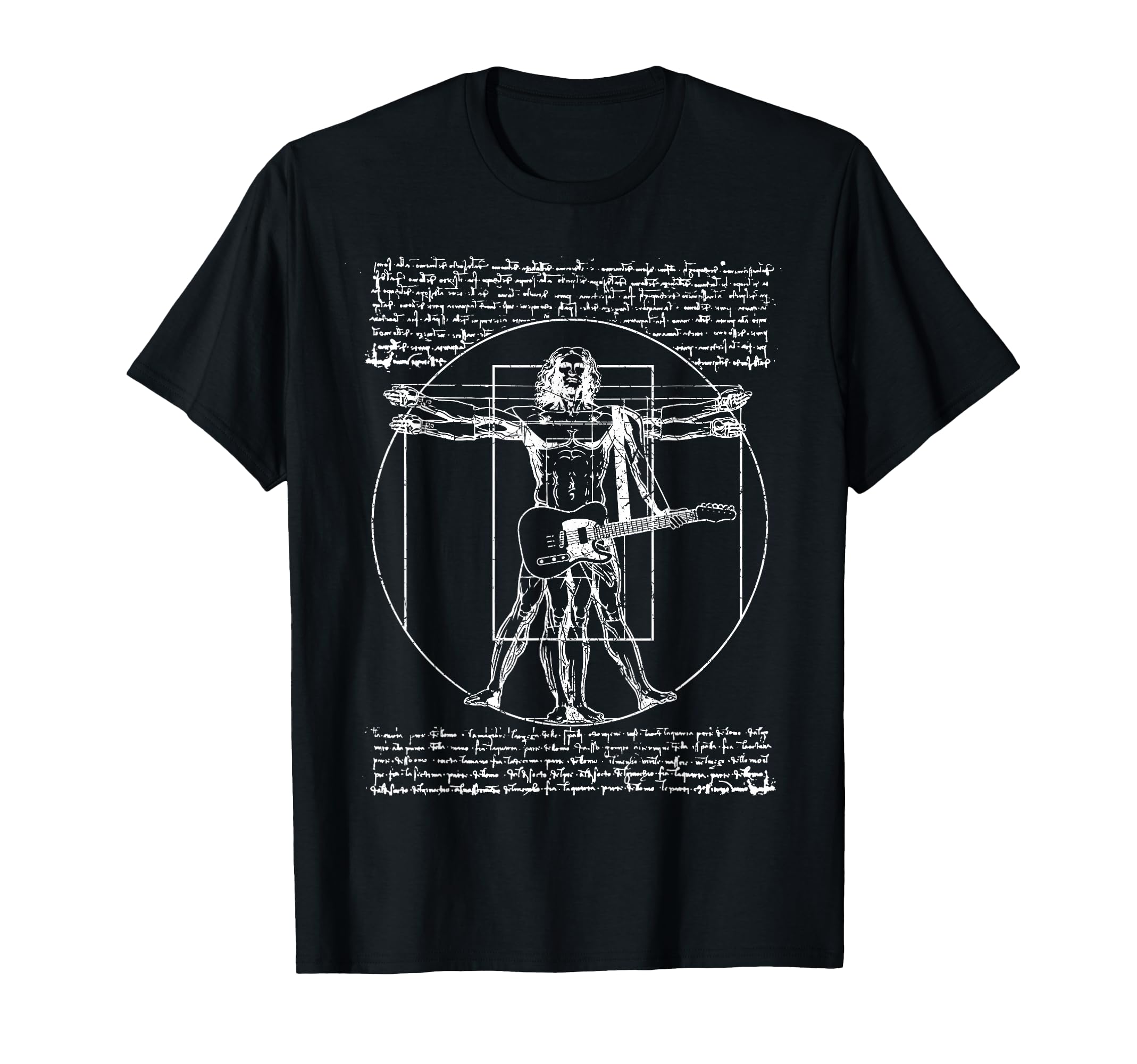 DA Vinci Vitruvian Guitar Man Rock Music Fan Rock n Roll T-Shirt