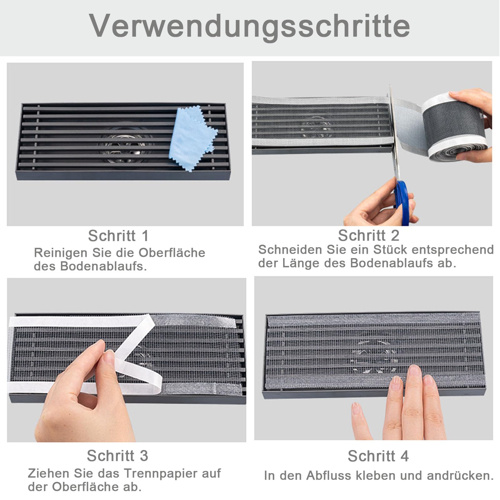 Abfluss Haarfänger 7cm X 5m - 2 Stück Selbstklebend