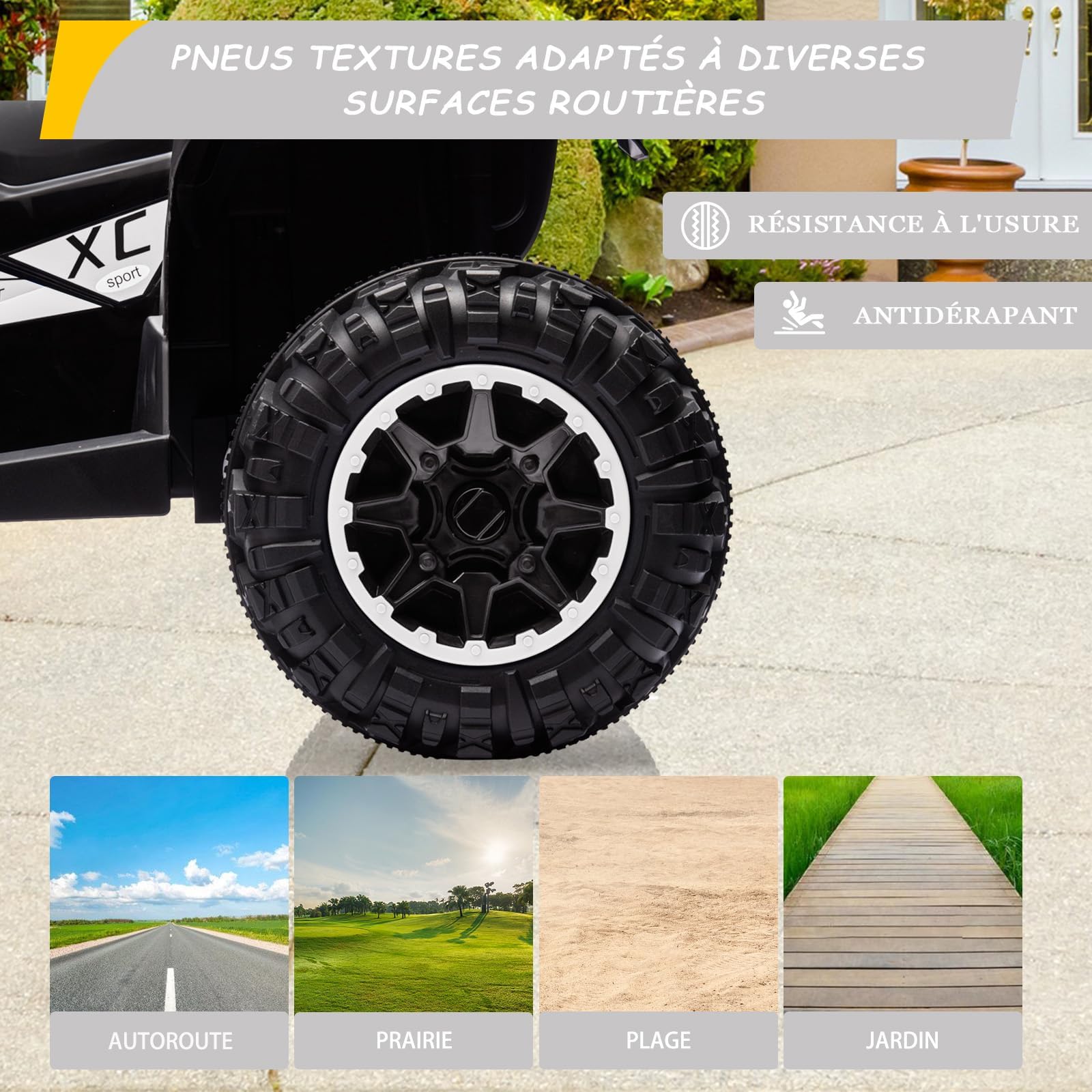 Kinder Quad Elektro 12V ATV Fernbedienung und LED 101cm Weiß | Robustes Off-Road Kinderfahrzeug mit Profilreifen, Musik, USB und Sanftem Start für Sichere Outdoor-Abenteuer im Garten