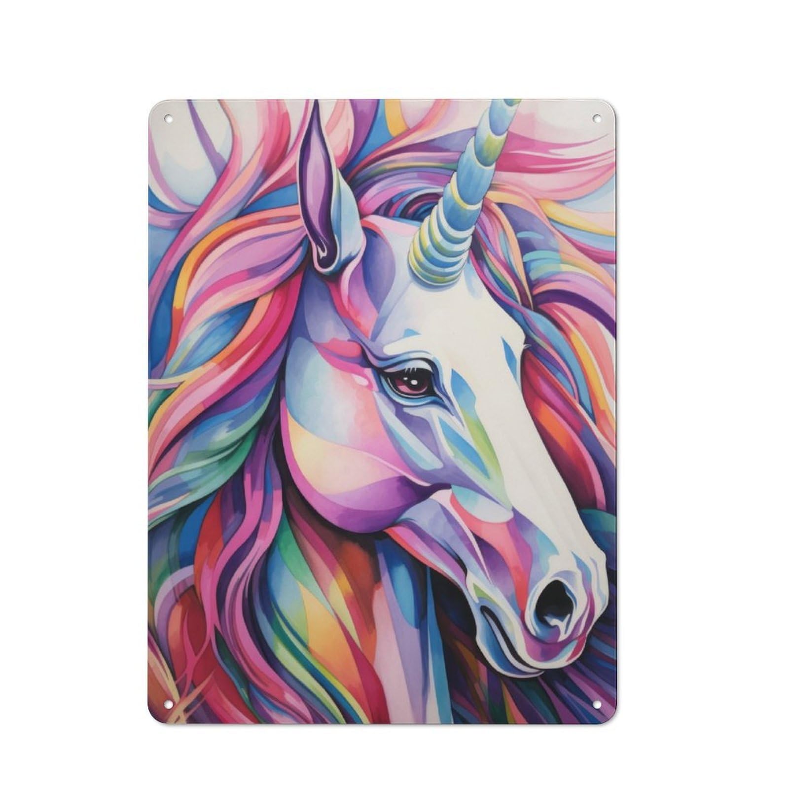 Junmoney Unicorn Close Up Portrait Tin Wall Plaque 40X30cm With For Bar Or Restaurant, Housewarming Wall Decor For People Furnishing Bar And Restaurant