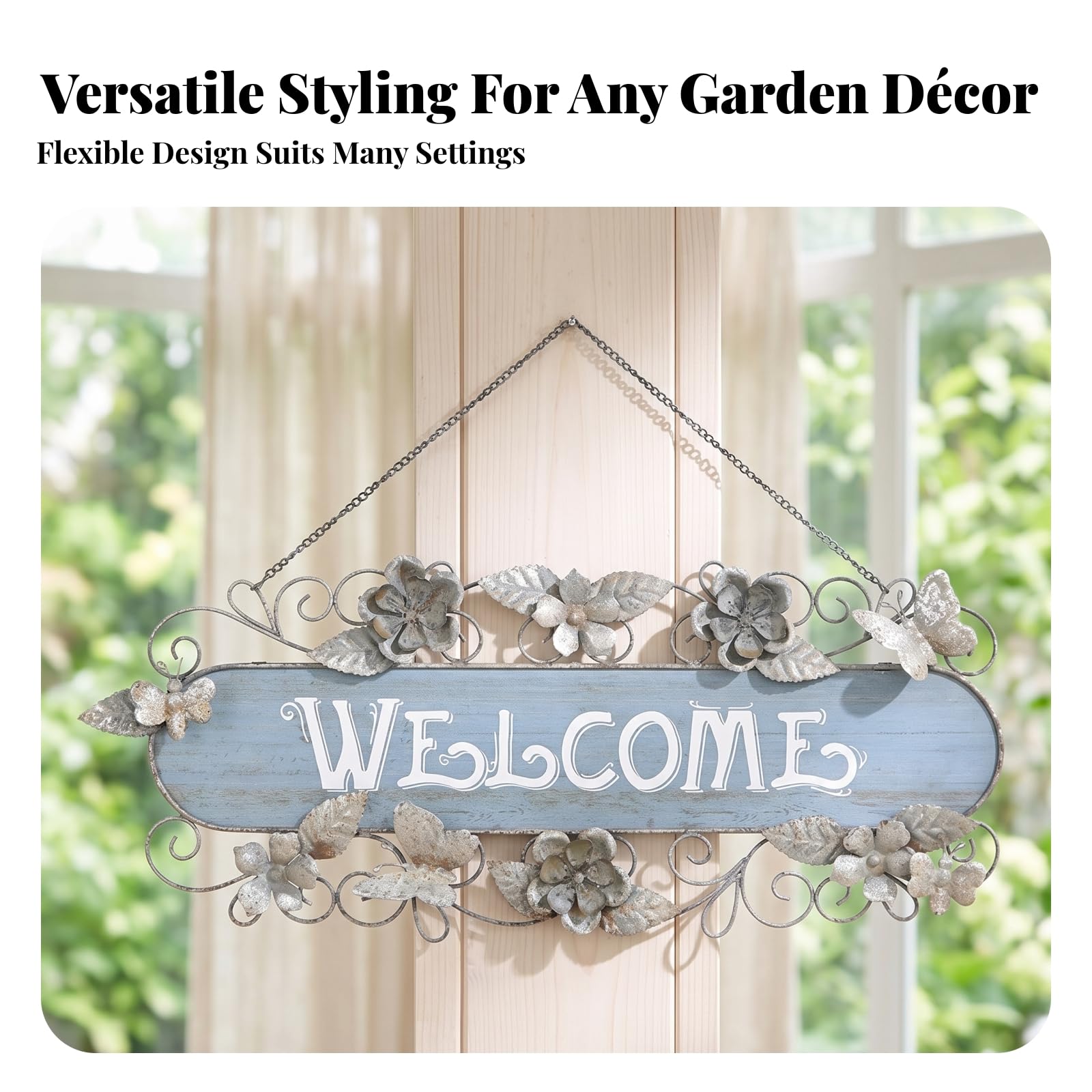 Placa Decorativa con Mariposas, Bienvenido