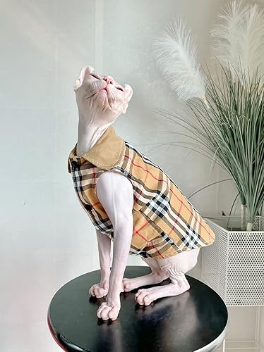 Miniatura 2 de Sphynx - Ropa de gato sin pelo, estilo vintage, a cuadros, con botones a presión, ropa de gatito, ropa de mascotas para gatos, dos maneras de usar
