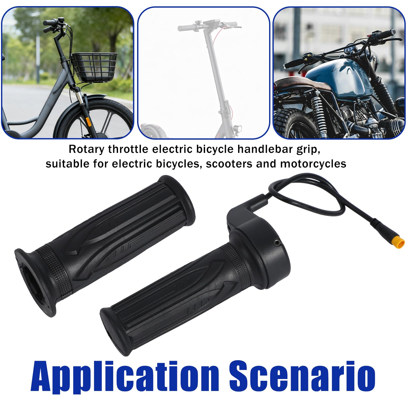 2pz Manopola Acceleratore a Rotazione Completa 20X per Bici Elettrica Acceleratore a Rotazione, 12V-72V con Connessione Impermeabile 3 Pin per Conversione di Biciclette Elettriche Scooter Motociclette
