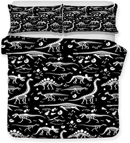 Juego de ropa de cama 3D para niños, con estampado de dinosaurio, funda de edredón individual con funda de almohada, funda de edredón tamaño