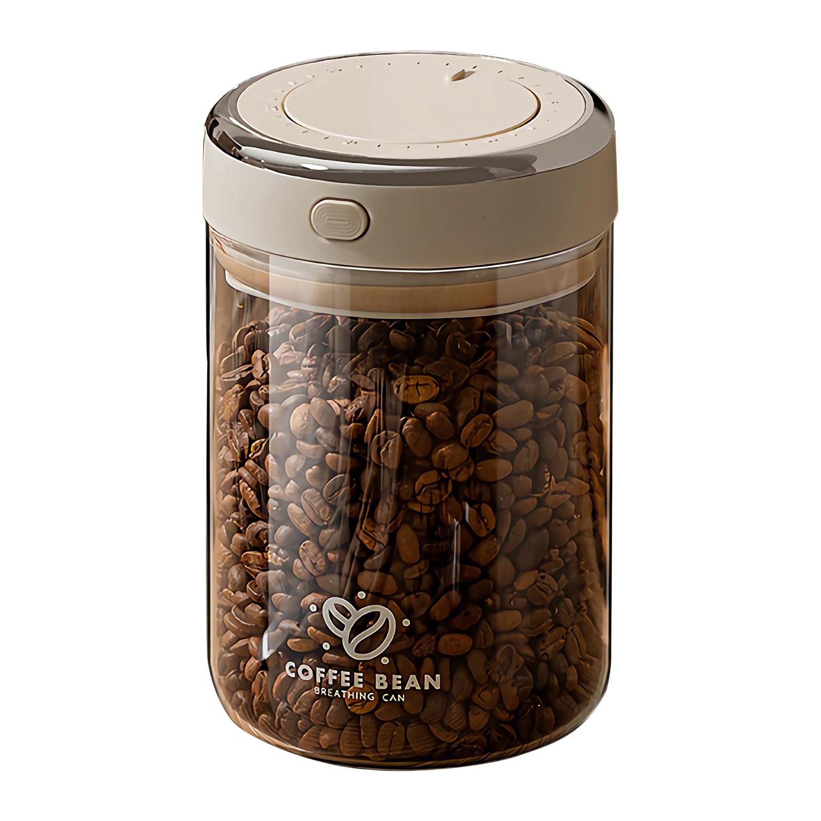 Vacuum Coffee Bean Canister, Automatic Airtight Coffee Container & Food Storage, Glass Coffee Jar with Date Tracker and Waking Bean Valve, Coffee Storage Container for Grain Snack Sugar Tea (1.1L)