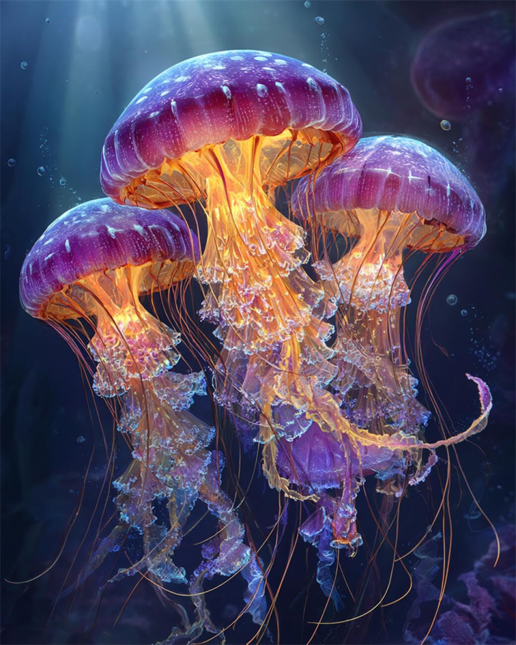 RKFLGEW DIY Bead Embroidery Kits Fantasy Jellyfish 50x70cm