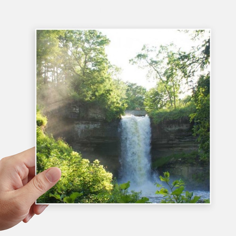 Cascade Nature Science forestière Paysage Autocollant carré 20CM Mur Valise DIYthinker 4Pcs