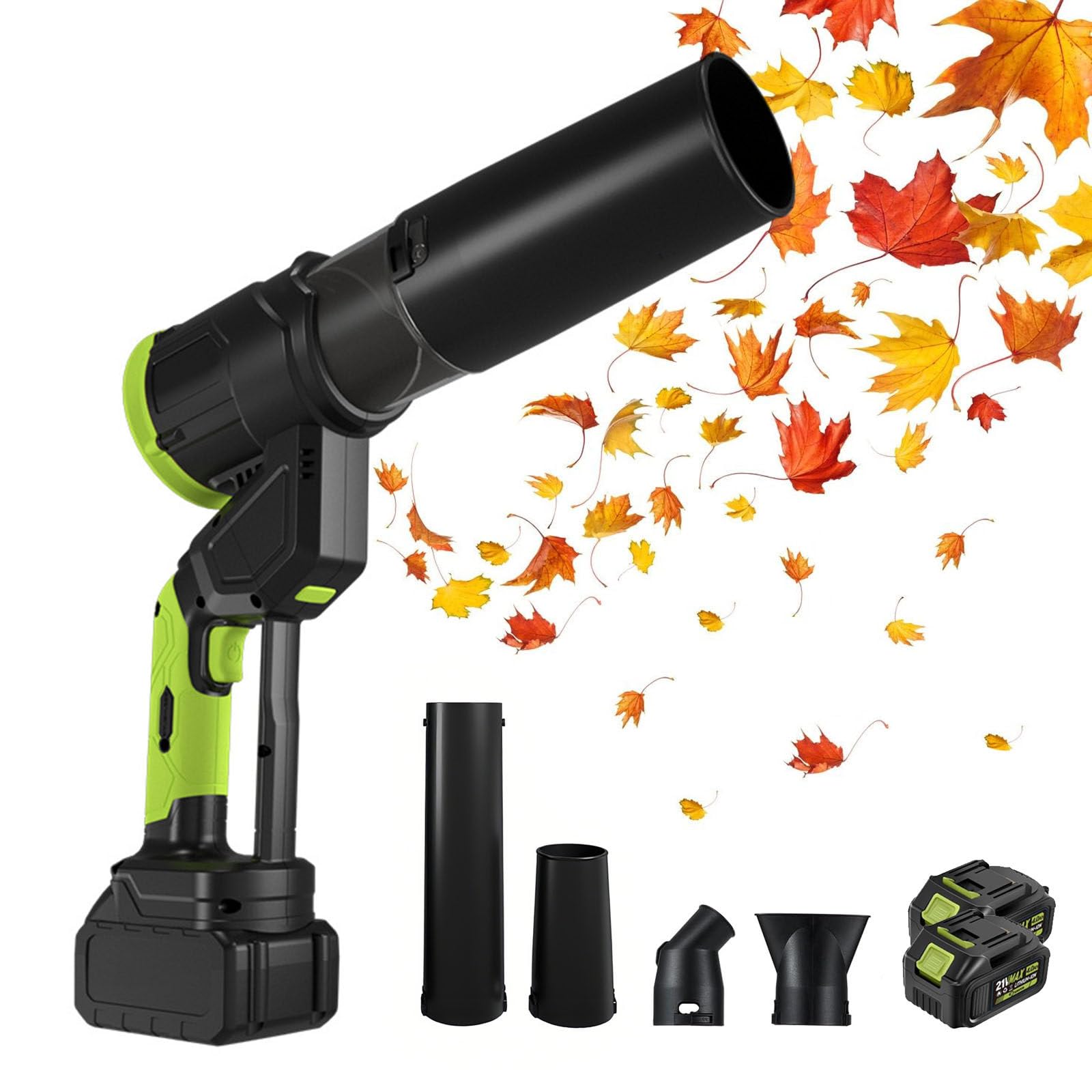 Soplador de hojas inalámbrico 947 W, 381 CFM de alta potencia, 4 ajustes de velocidad (26-58 m/s), ultraligero de 1 kg, ideal para limpieza de jardines, patios y caminos