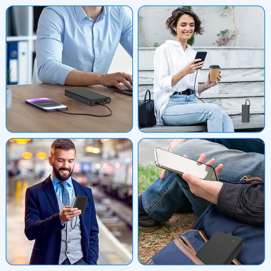 TalentCell Lithium-Ionen-Akku-Pack NB7102, wiederaufladbar, 17500 mAh, 64.75 Wh, Li-Ion-Powerbank mit DC 24/19/5 V und USB-C 5/9/12/15/20 V Ausgang für Laptop, Notebook, Kamera und mehr, Schwarz