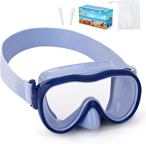 Miniatura 17 de Gafas de natación para niños con cubierta para la nariz, máscara de natación antifugas con correa de tela elástica, gafas de natación con protección