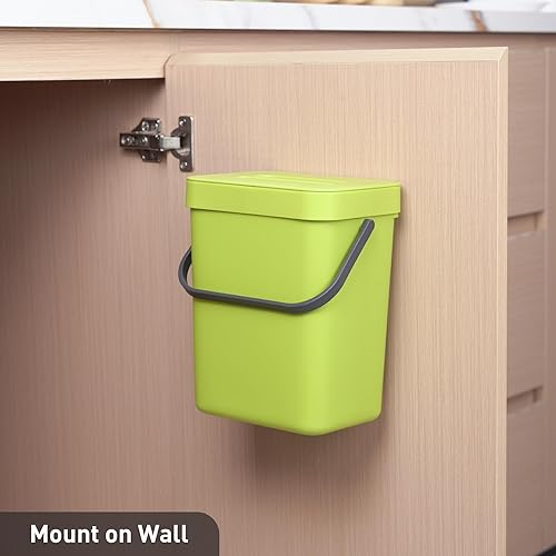 Miniatura 3 de EKO Puro Mini bote de basura para cocina montado en la pared con tapa, contenedor de residuos de alimentos, 0.79 galones / 3 litros (verde)