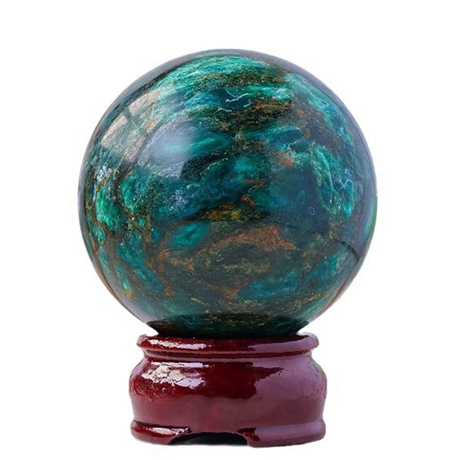 LTRAJUYNH Green mica Crystal Ball Ornaments Stone Polished Seven Star Array Home Decoration Crafts,65-70mm