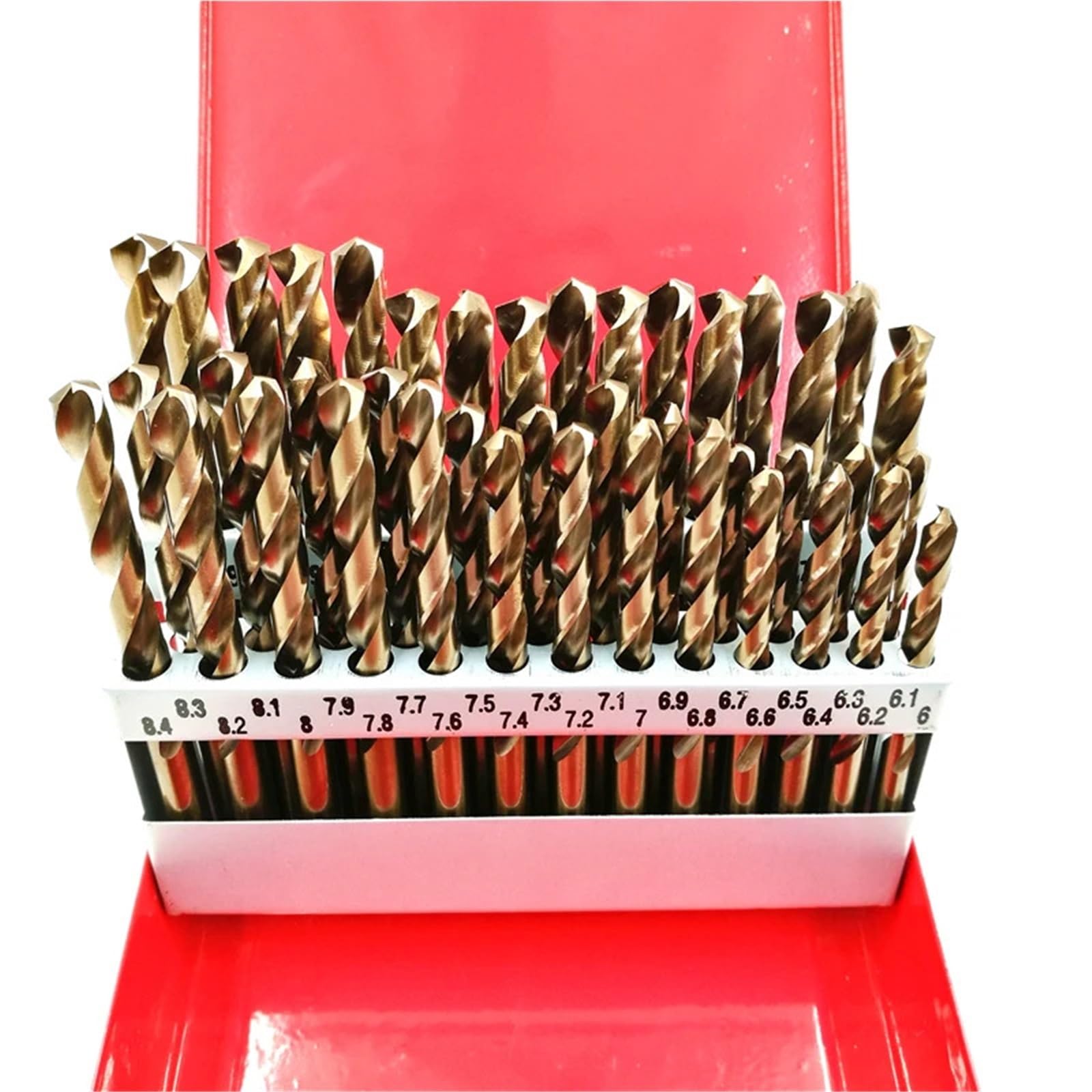 Juego de brocas para taladro rotativo Juego de brocas cobalto M35 41/51 piezas, HSS-Co, longitud estándar, con estuche metálico for taladrar acero inoxidable, madera y metal(41Pcs 6-10mm)